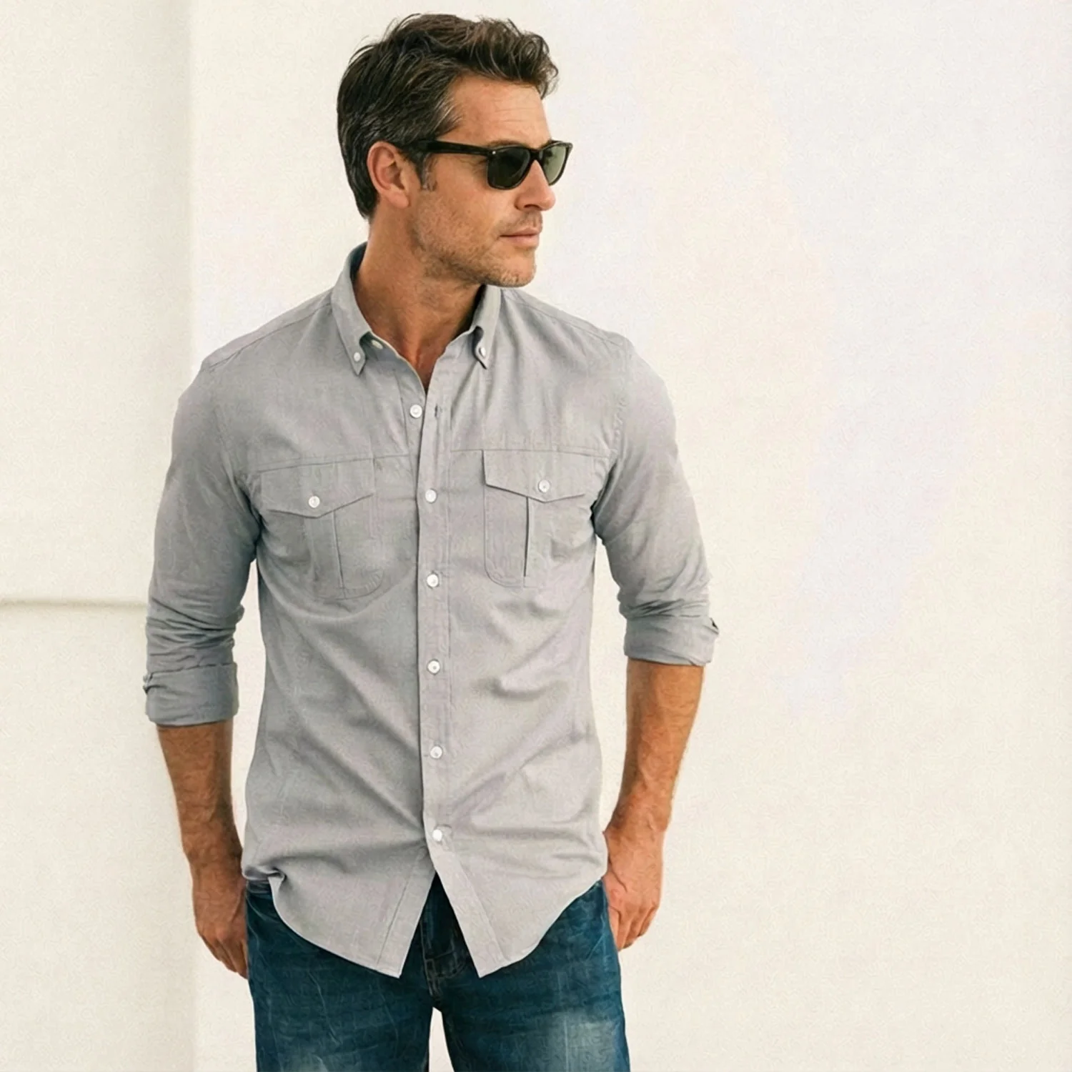 Editor Shirt – Aluminum Gray Oxford - Image 6