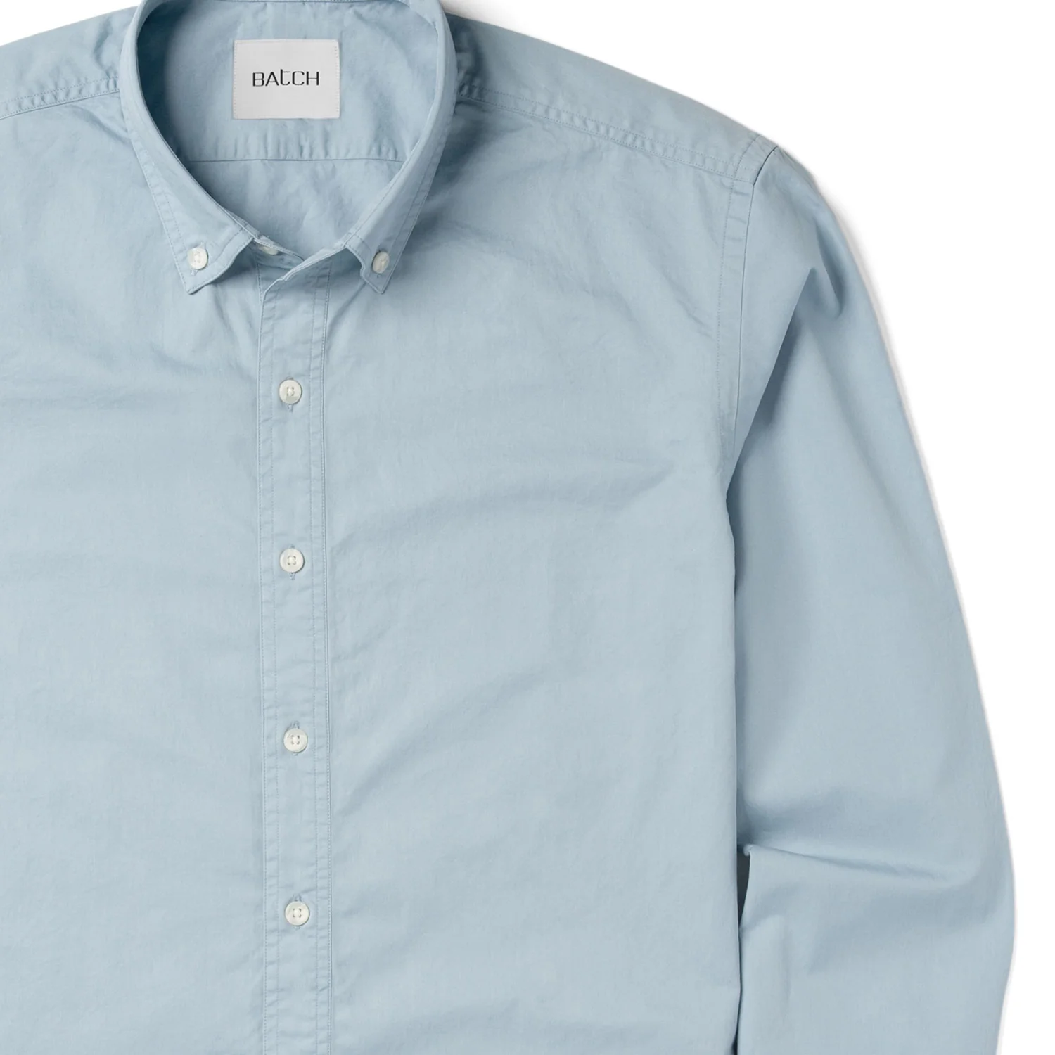 Essential Button Down Collar Casual Shirt - Light Blue Cotton Twill - Image 3