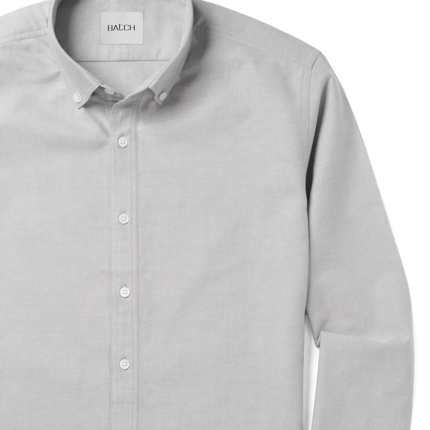 Essential Button Down Collar Casual Shirt - Aluminum Gray Cotton Oxford - Image 3