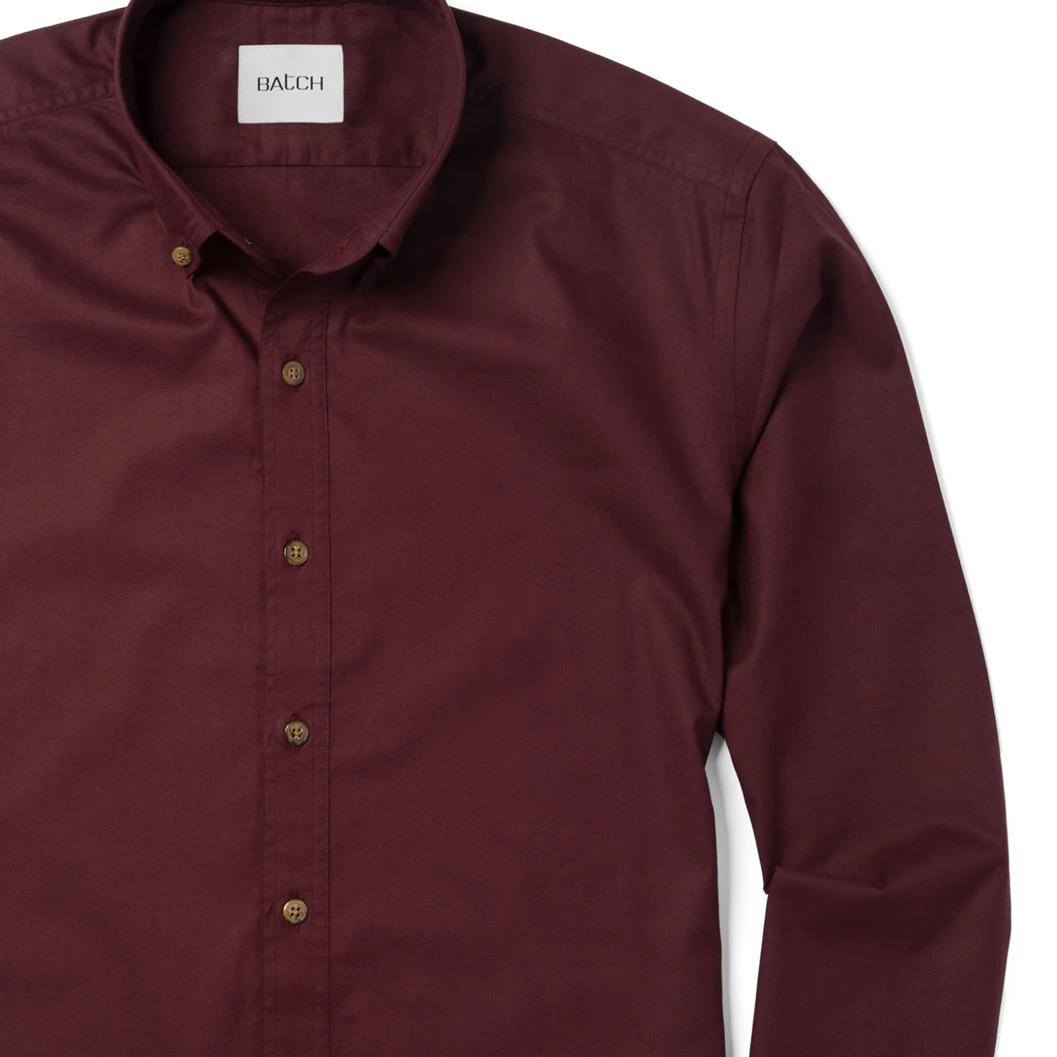 Essential Button Down Collar Casual Shirt - Burgundy Cotton Twill - Image 3