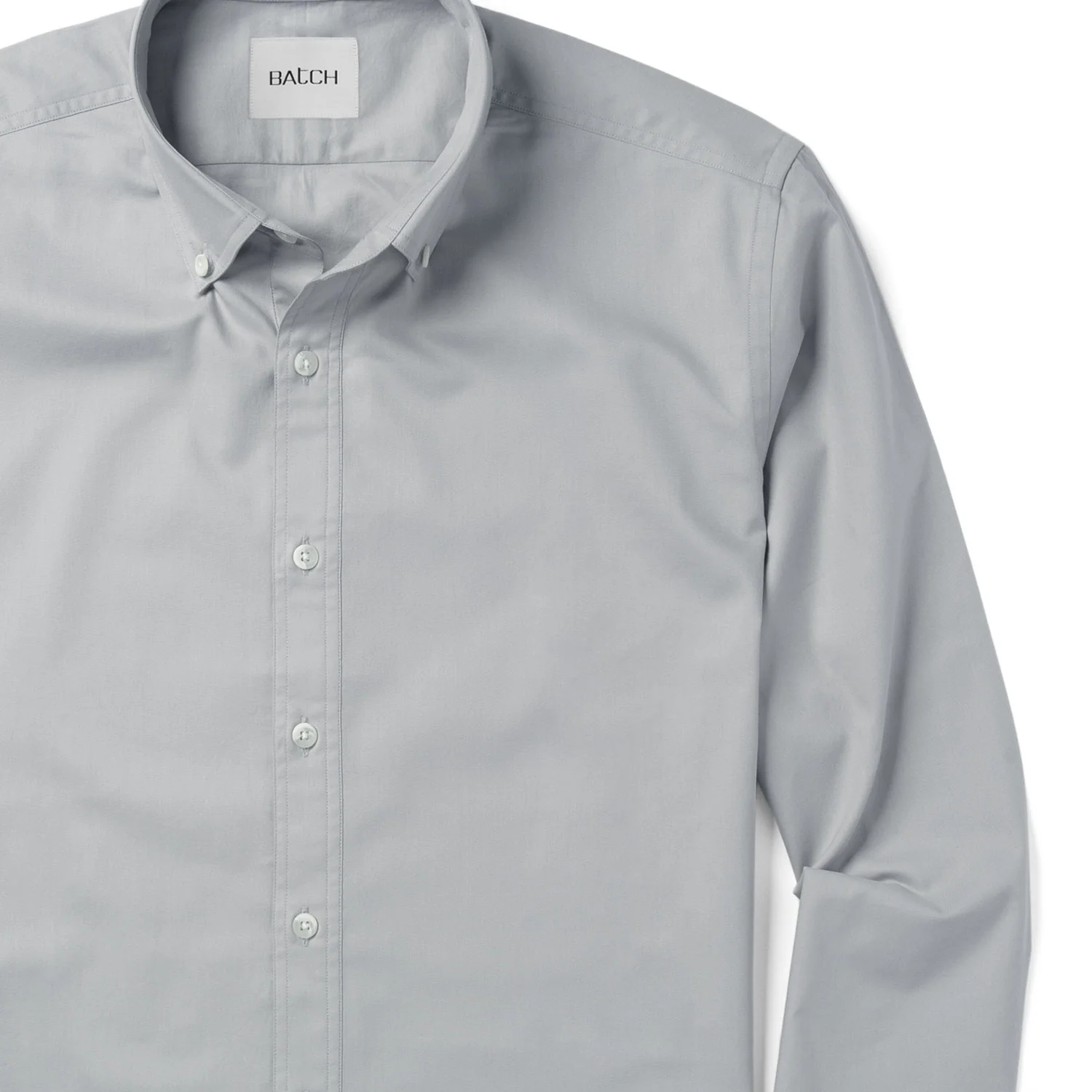 Essential Button Down Collar Casual Shirt - Cement Gray Cotton Twill - Image 3