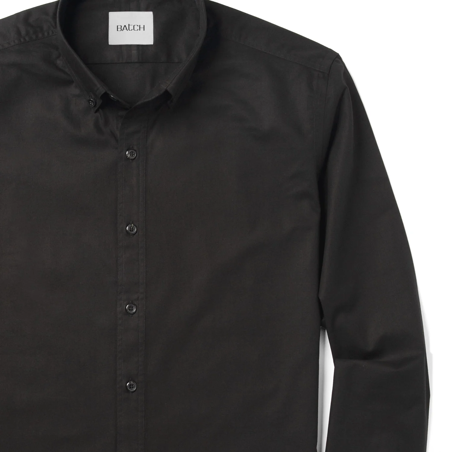 Essential Button Down Collar Casual Shirt - Jet Black Cotton Twill - Image 3