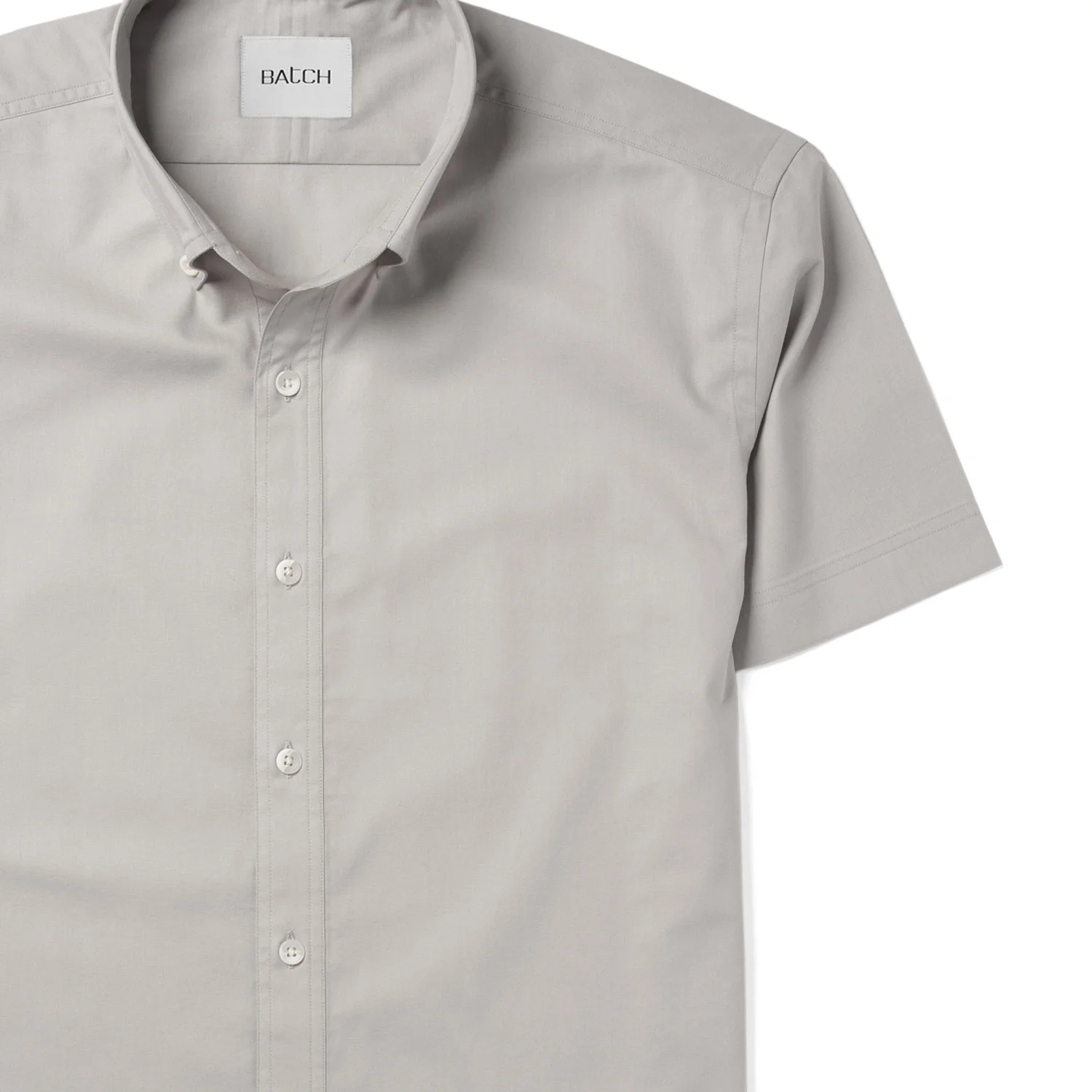 Essential Button Down Collar Casual Short Sleeve Shirt - Cement Gray Cotton Twill - Image 3