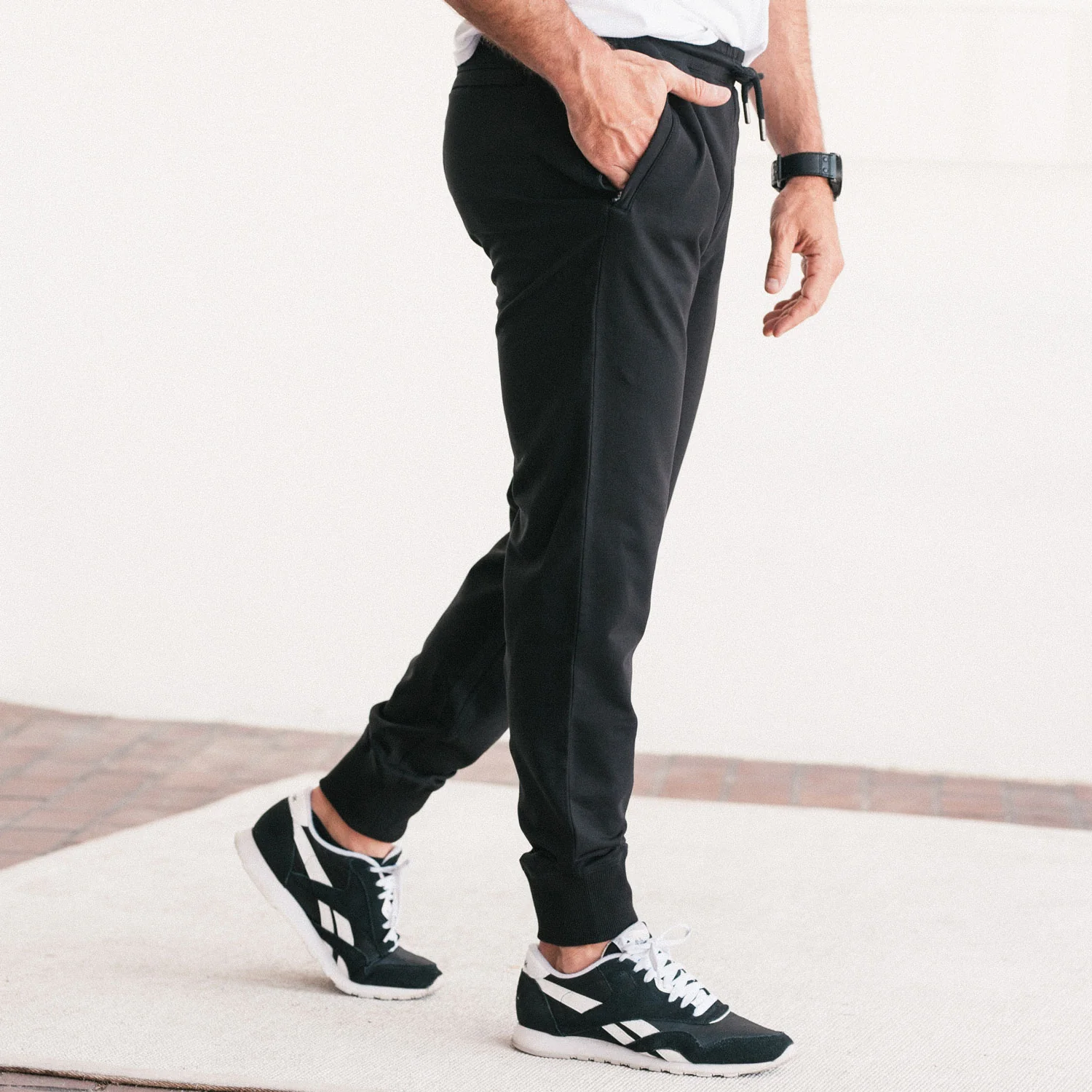 Essential Joggers –  Black Cotton French Terry - Image 4