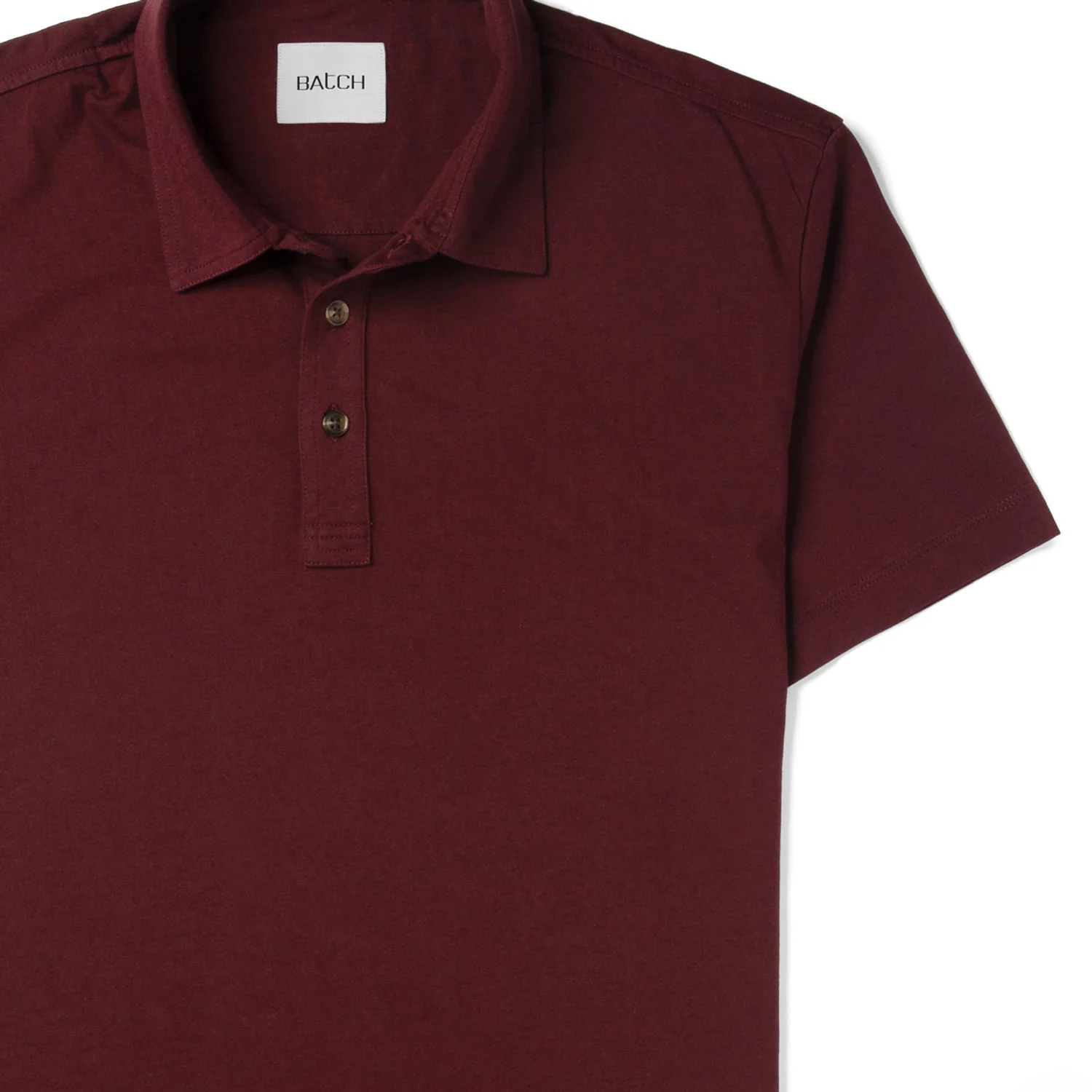 Essential Short Sleeve Curved Hem Polo Shirt –  Burgundy Cotton Jersey - Image 3