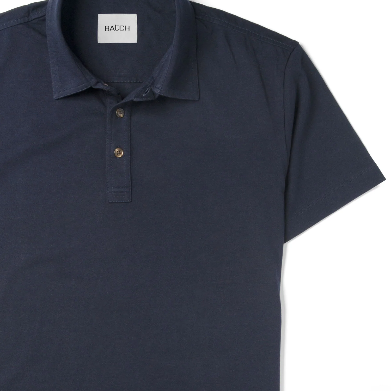 Essential Short Sleeve Curved Hem Polo Shirt –  Dark Navy Cotton Jersey - Image 3