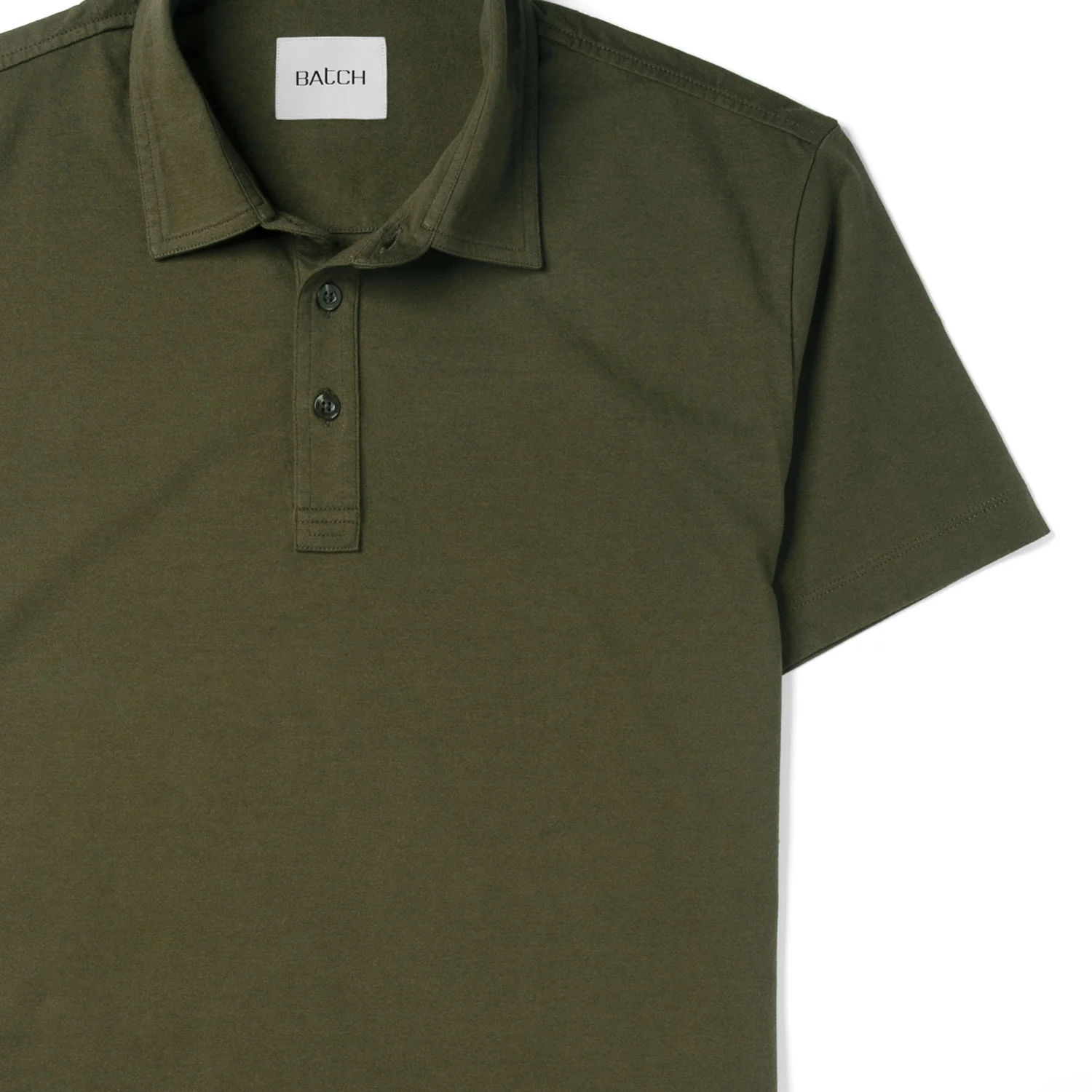 Essential Short Sleeve Curved Hem Polo Shirt –  Olive Green Cotton Jersey - Image 3