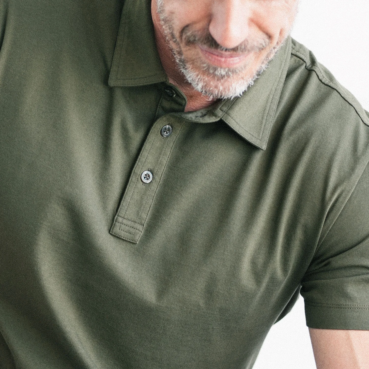 Essential Short Sleeve Curved Hem Polo Shirt –  Olive Green Cotton Jersey - Image 4