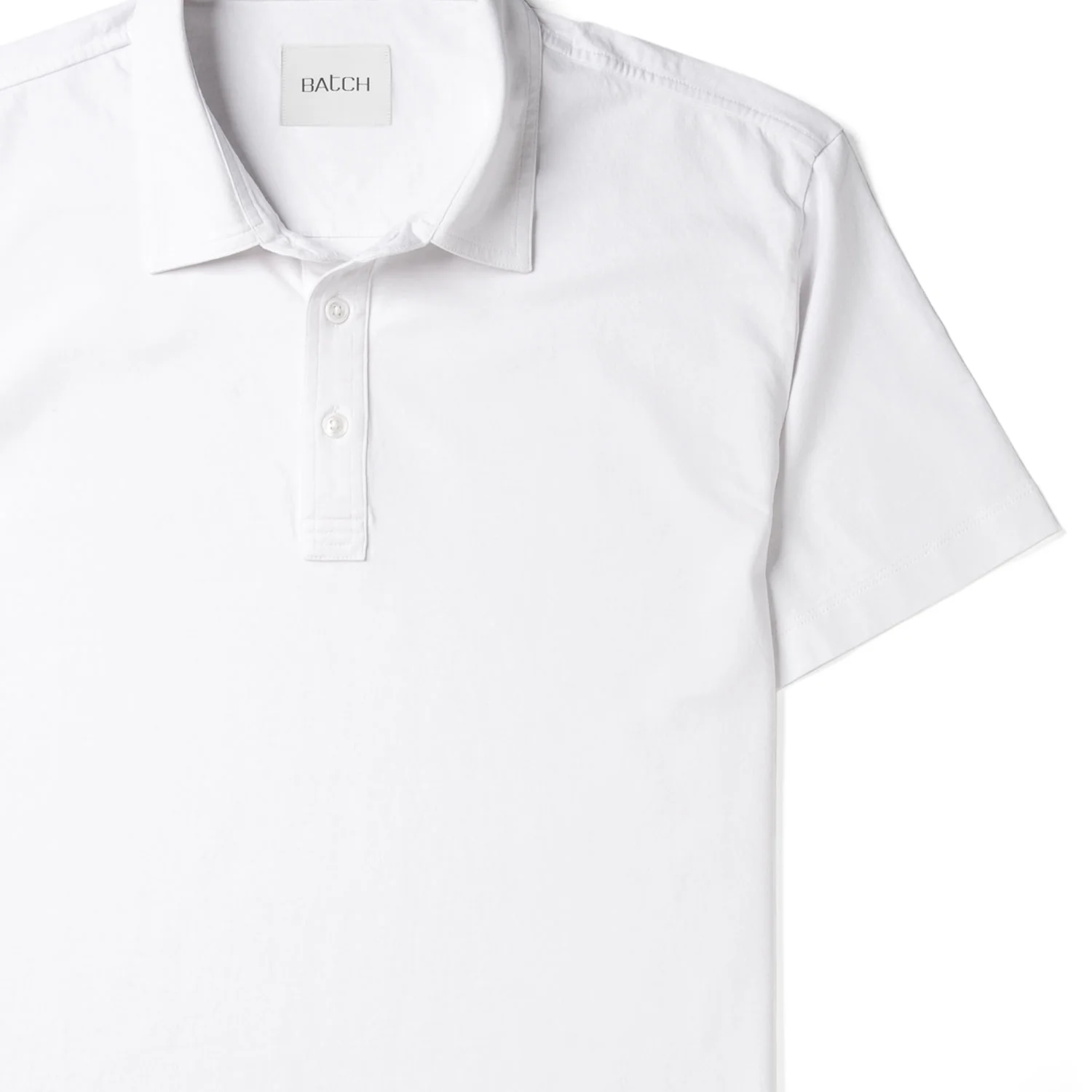 Essential Short Sleeve Curved Hem Polo Shirt –  Pure White Cotton Jersey - Image 3