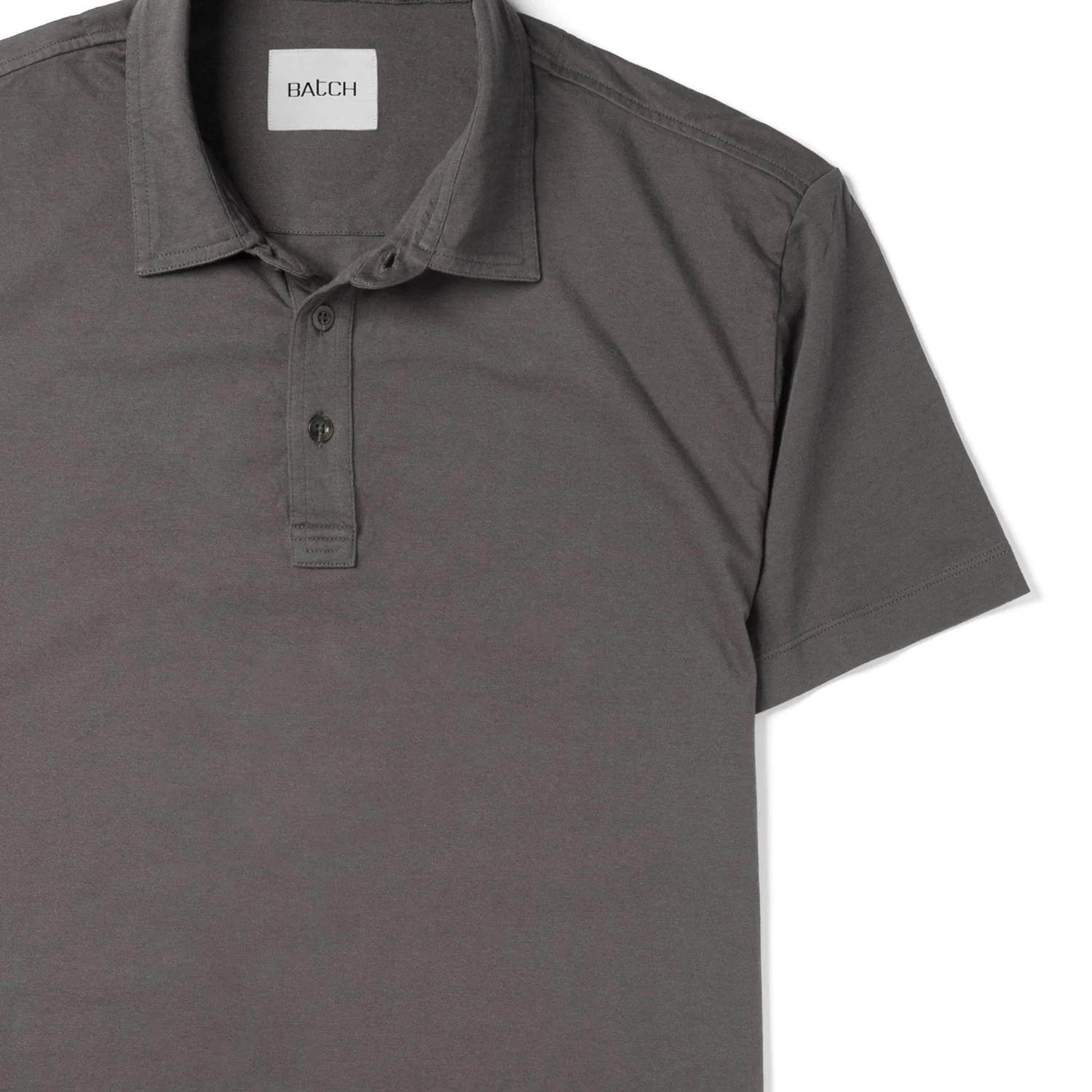 Essential Short Sleeve Curved Hem Polo Shirt –  Slate Gray Cotton Jersey - Image 3