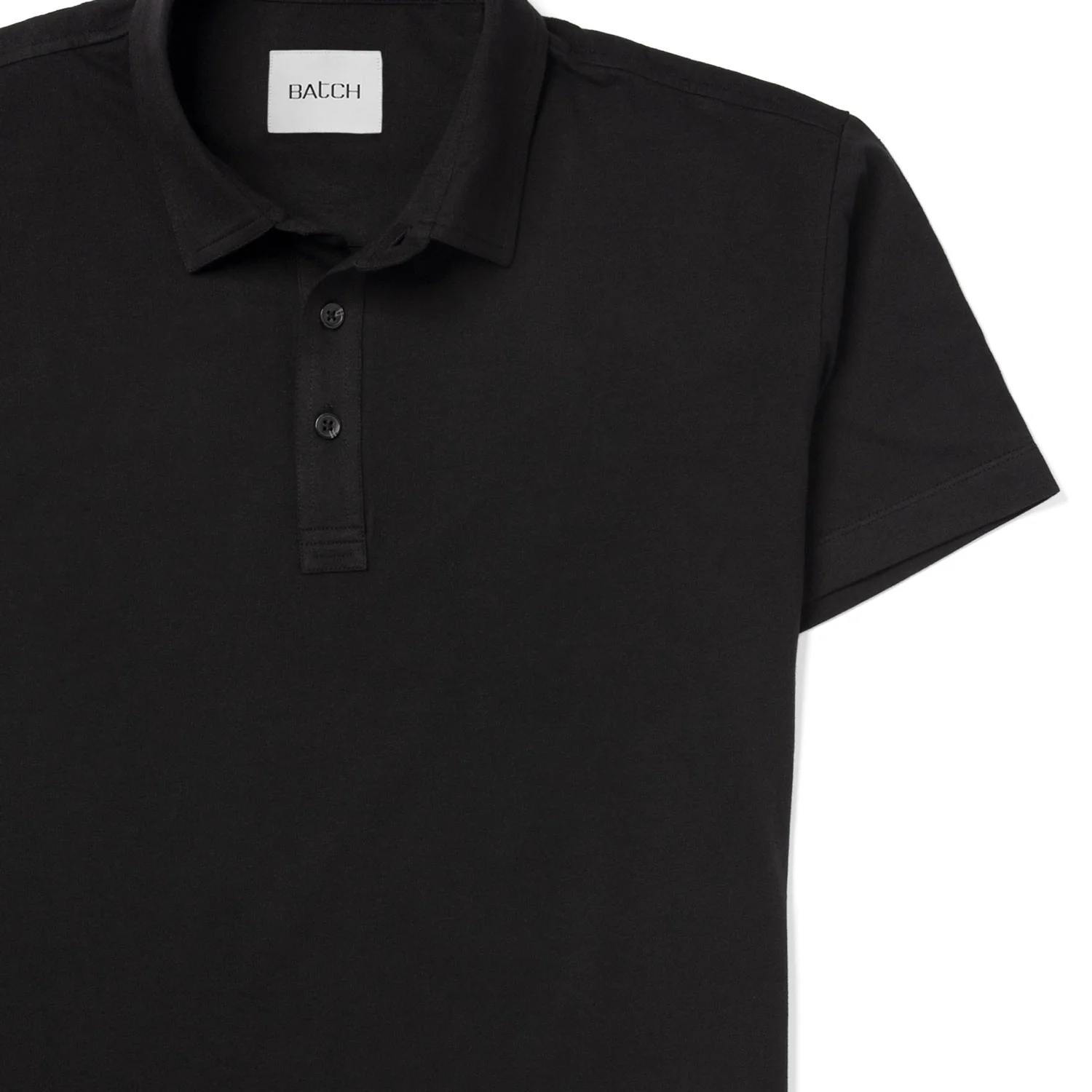 Essential Short Sleeve Polo Shirt –  Black Cotton Jersey - Image 3