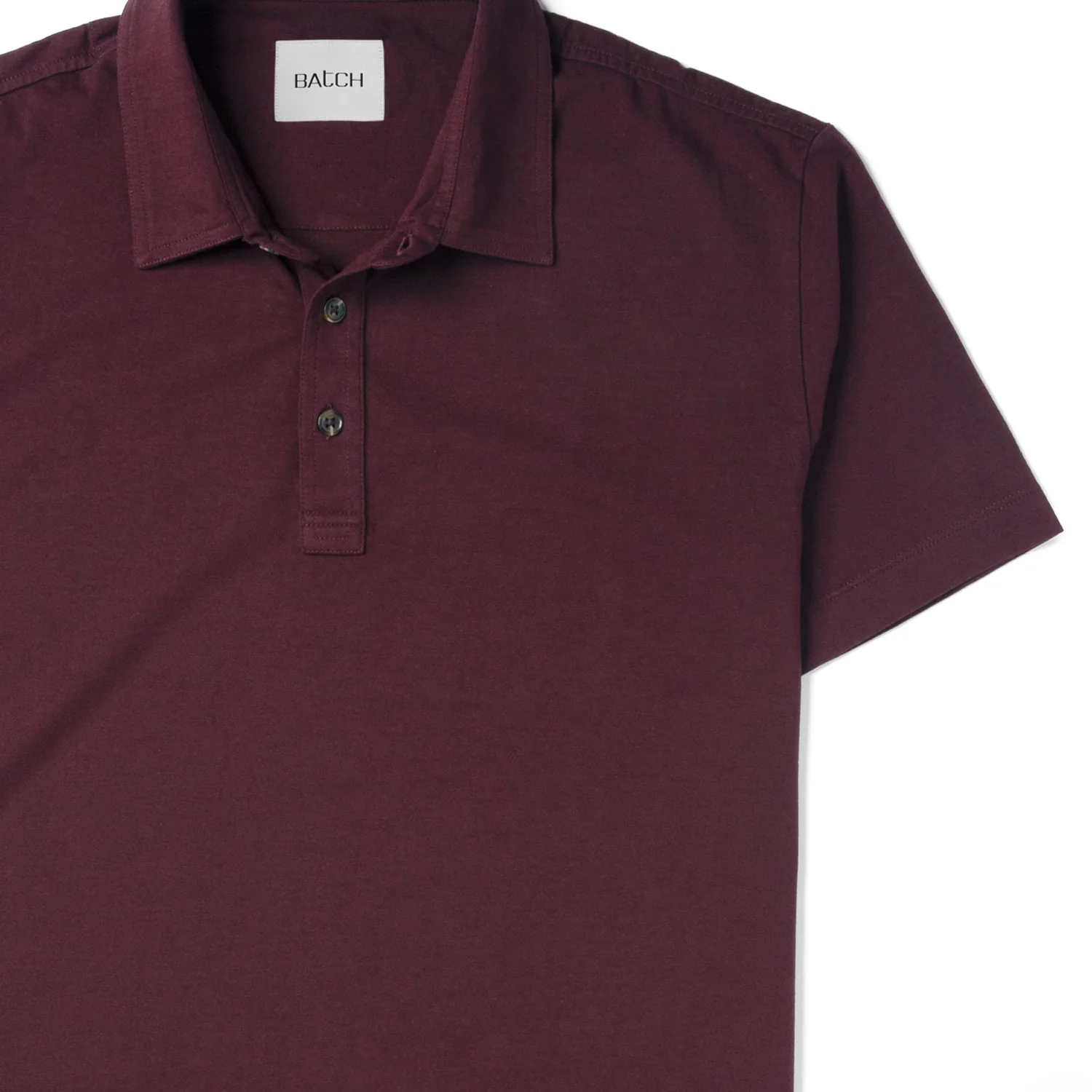 Essential Short Sleeve Polo Shirt –  Burgundy Cotton Jersey - Image 3