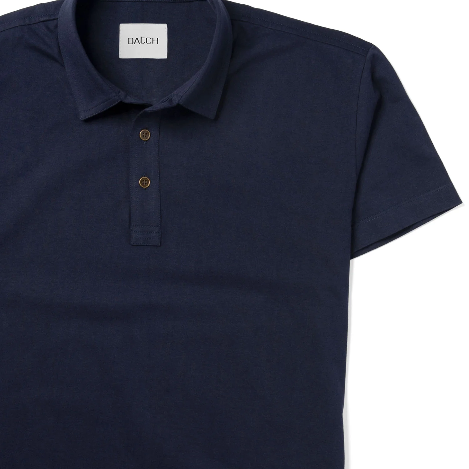Essential Short Sleeve Polo Shirt –  Navy Cotton Jersey - Image 3