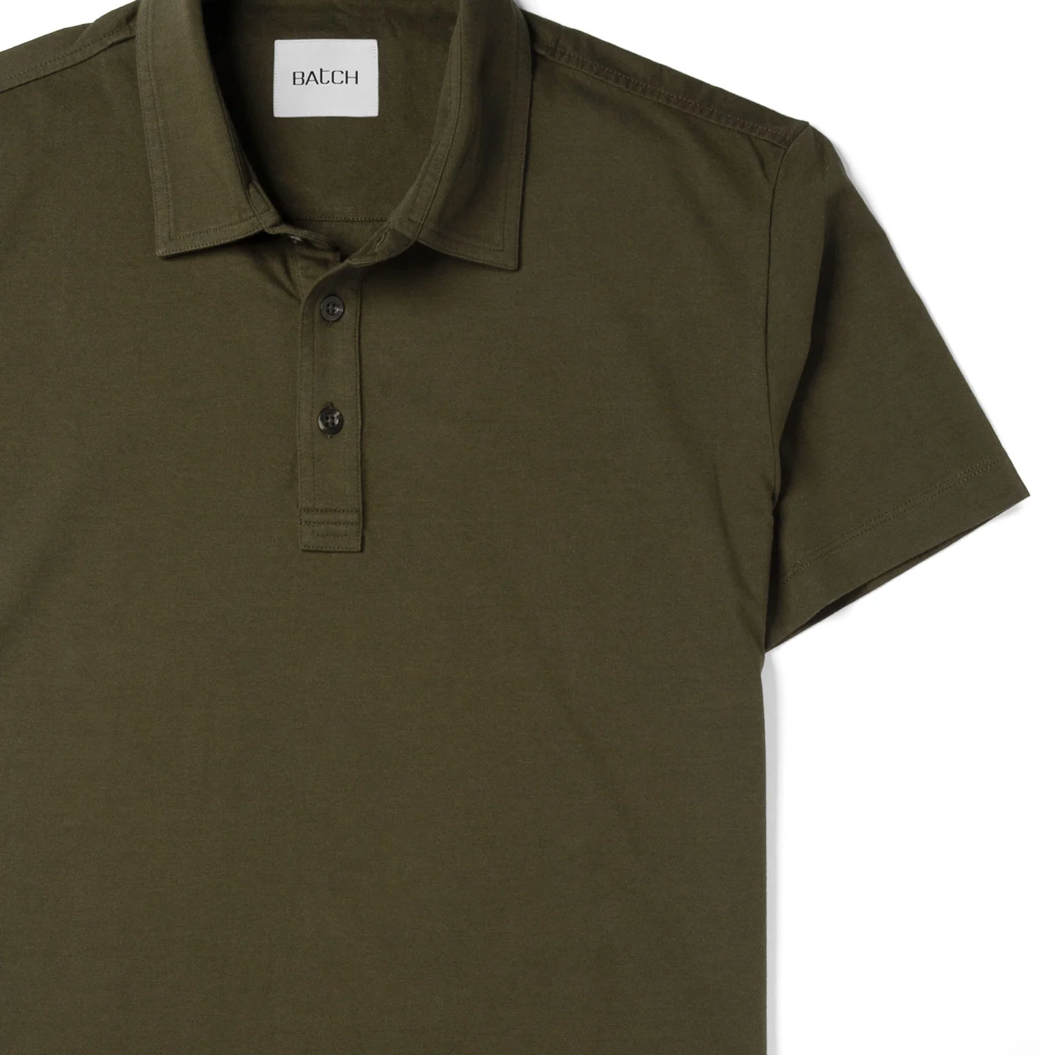 Essential Short Sleeve Polo Shirt –  Olive Green Cotton Jersey - Image 3