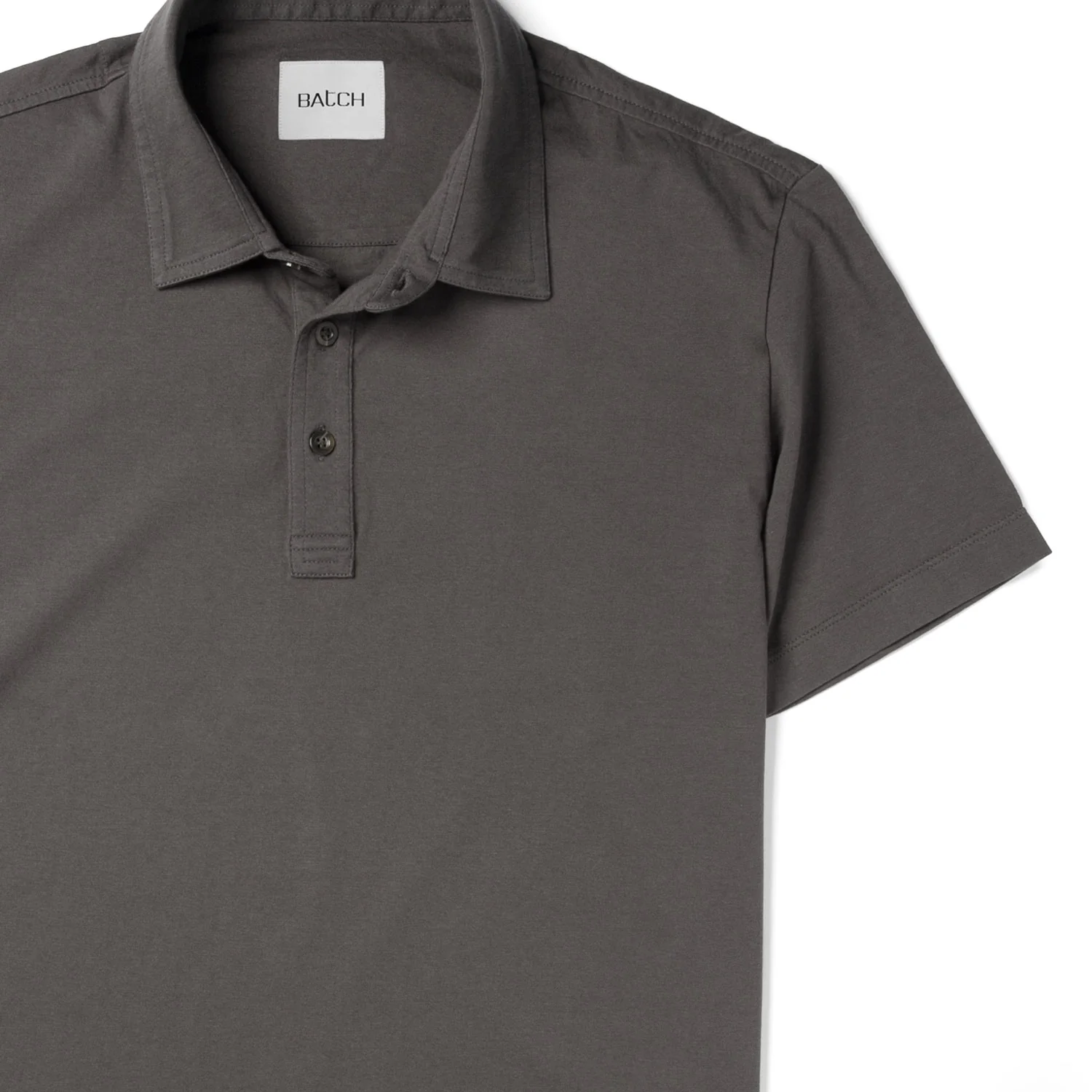 Essential Short Sleeve Polo Shirt –  Slate Gray Cotton Jersey - Image 3