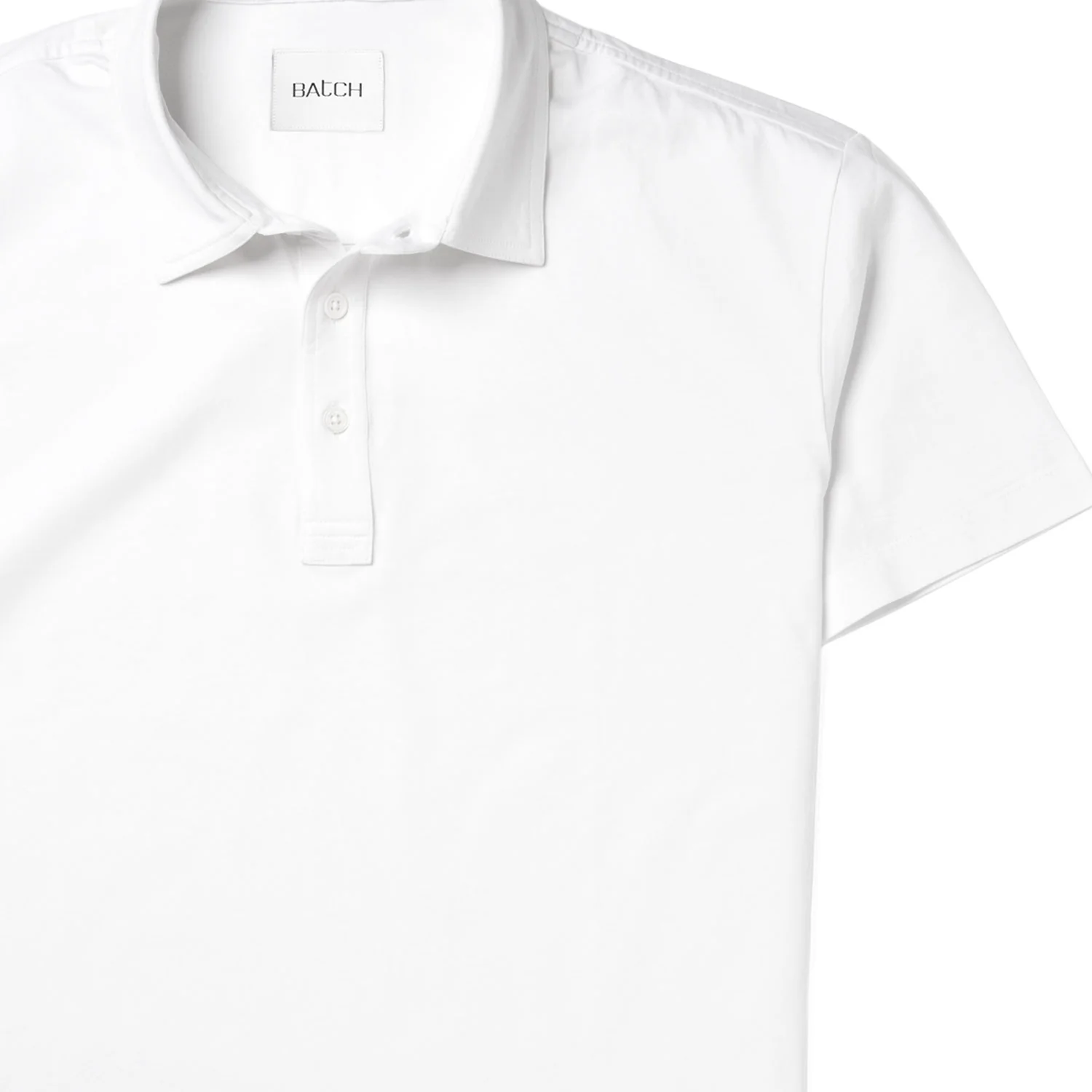 Essential Short Sleeve Polo Shirt –  Pure White Cotton Jersey - Image 3