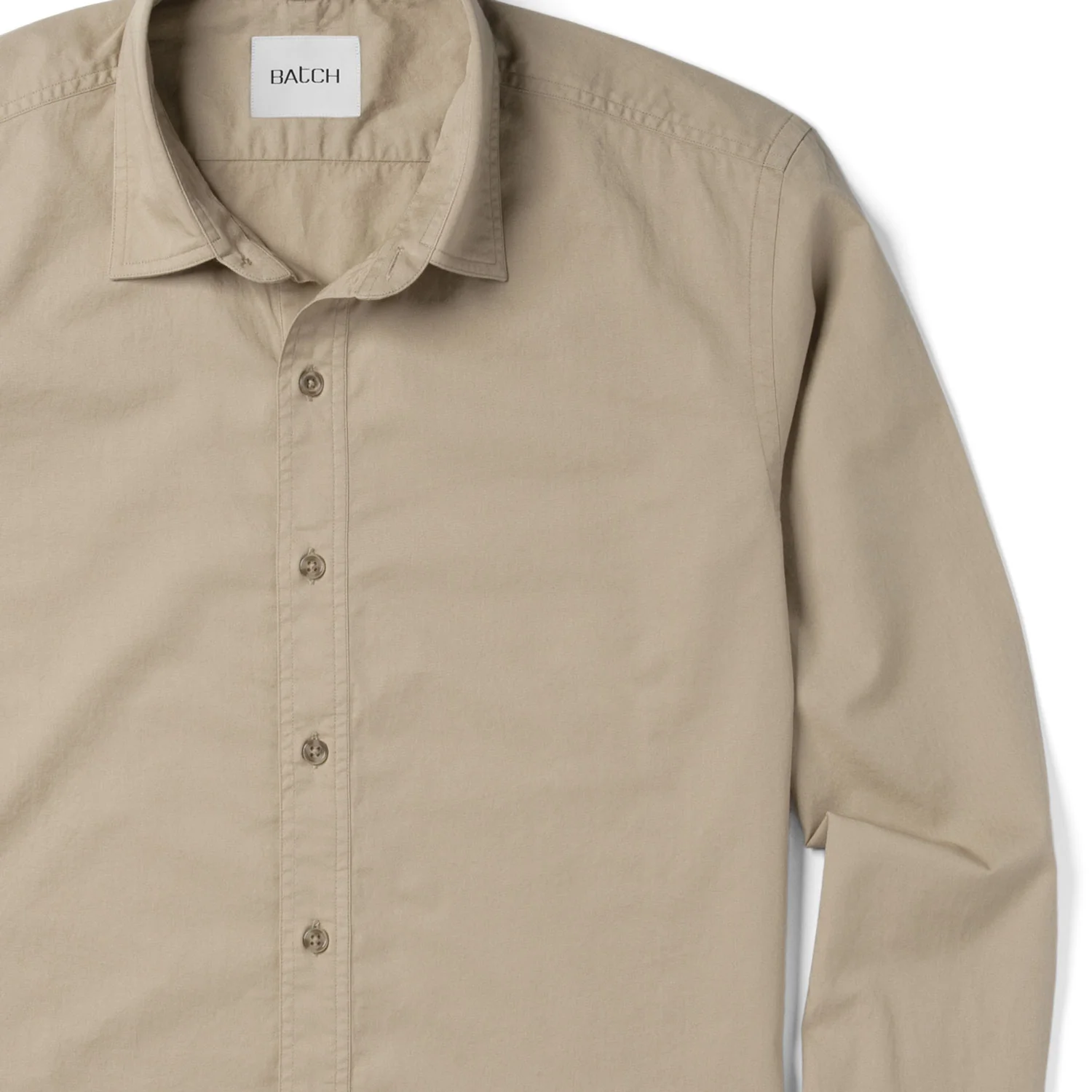 Essential Spread Collar Casual Shirt - Desert Stone Cotton Twill - Image 3