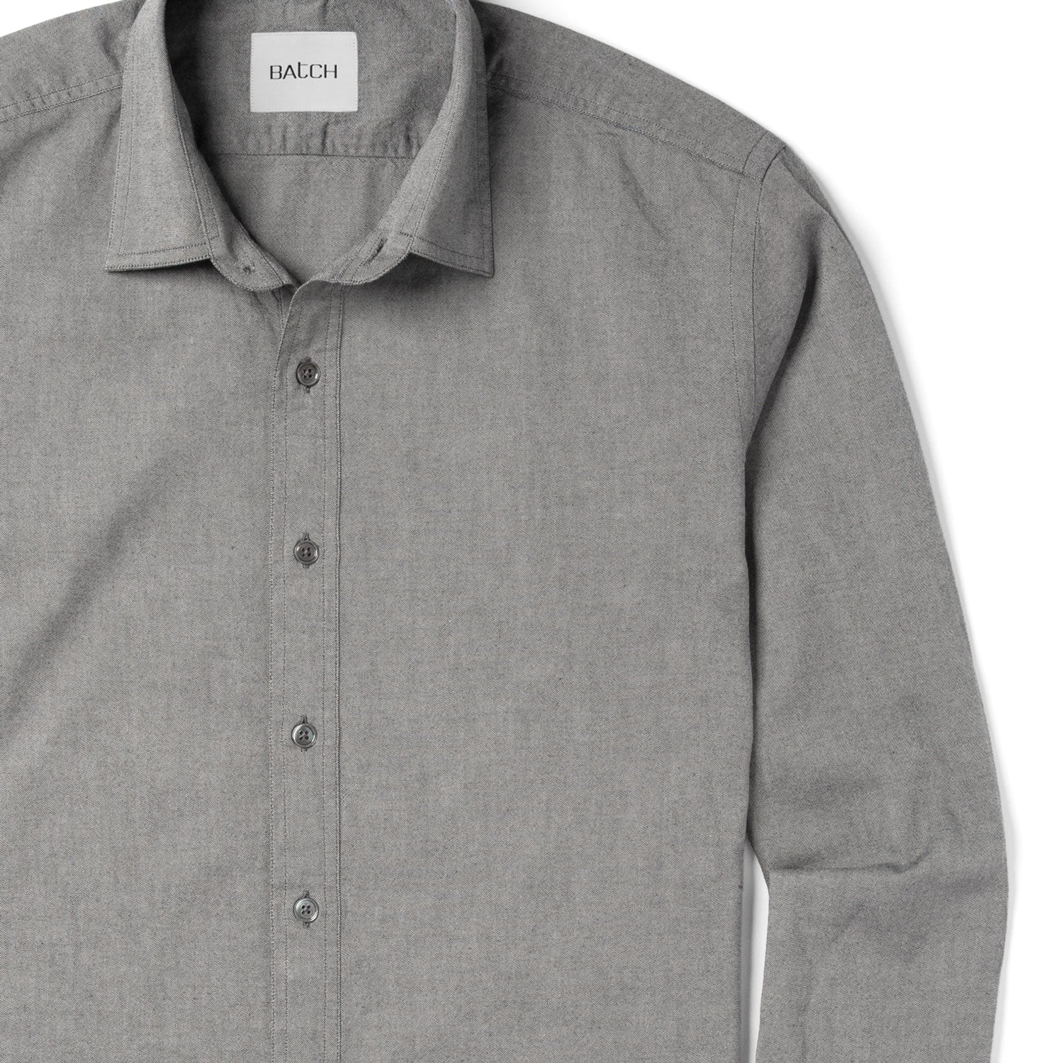 Essential Spread Collar Casual Shirt - Flint Gray Cotton Oxford - Image 3