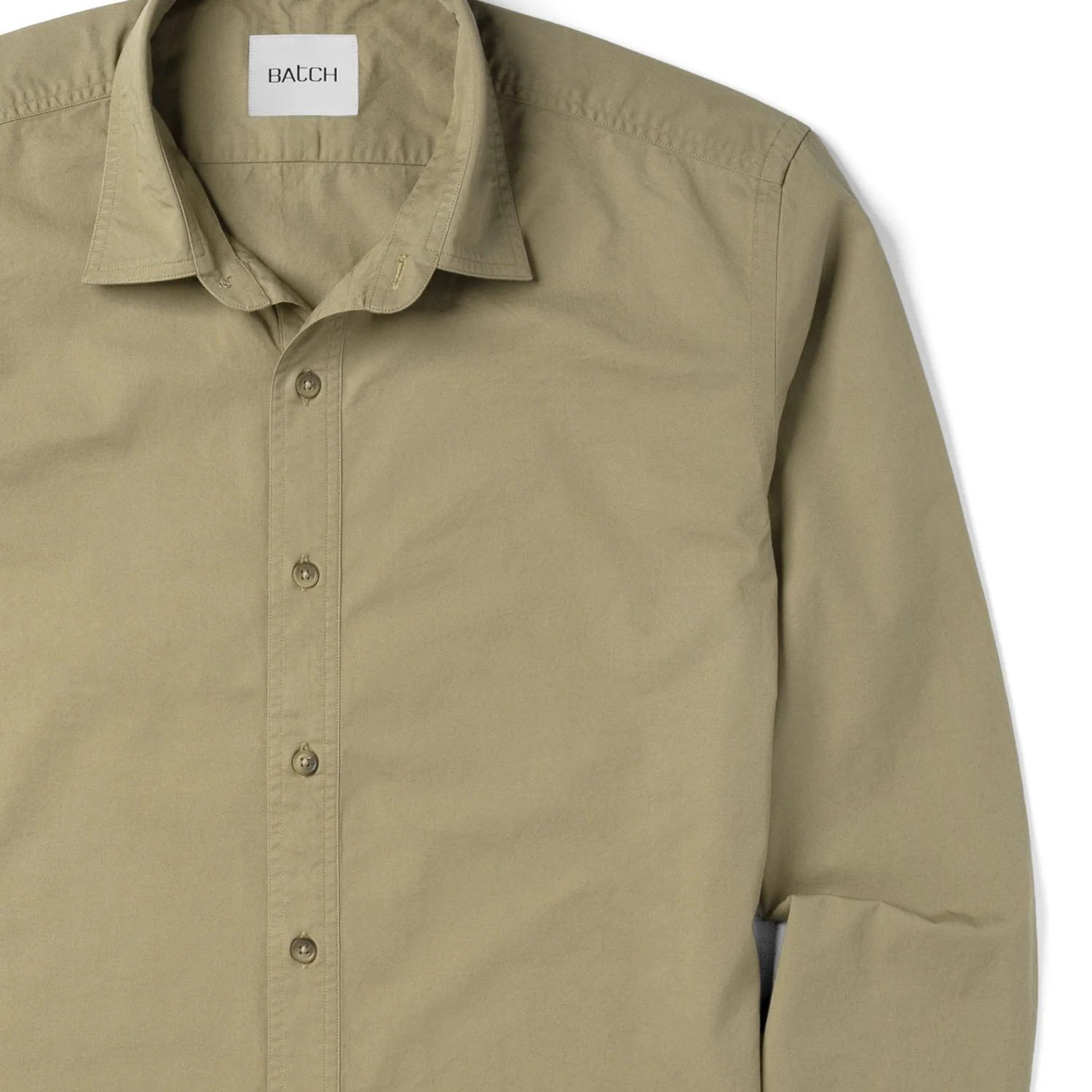 Essential Spread Collar Casual Shirt - Light Fatigue Cotton Twill - Image 3