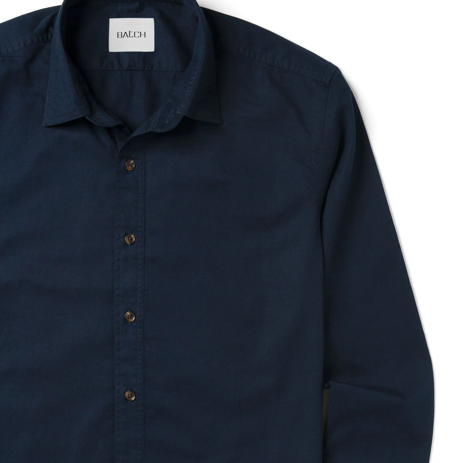 Essential Spread Collar Casual Shirt - Navy Cotton Twill - Image 3