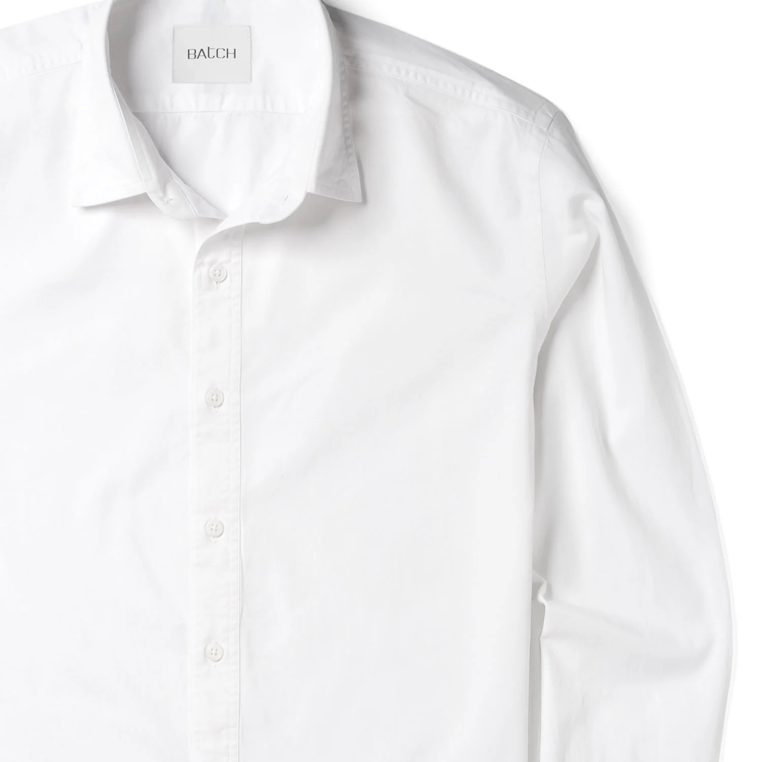 Essential Spread Collar Casual Shirt - Pure White Cotton Twill - Image 3