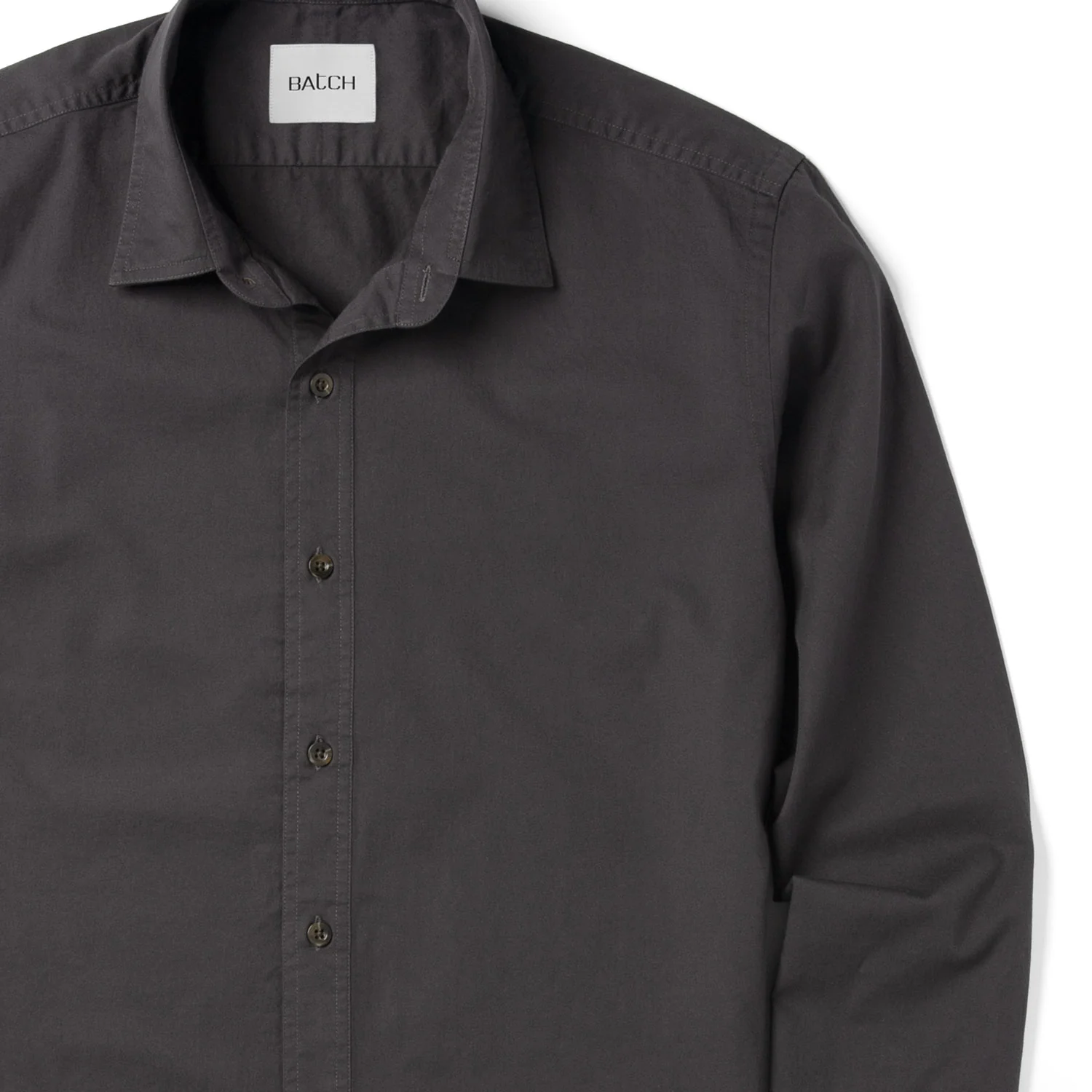 Essential Spread Collar Casual Shirt - Slate Gray Cotton Twill - Image 3
