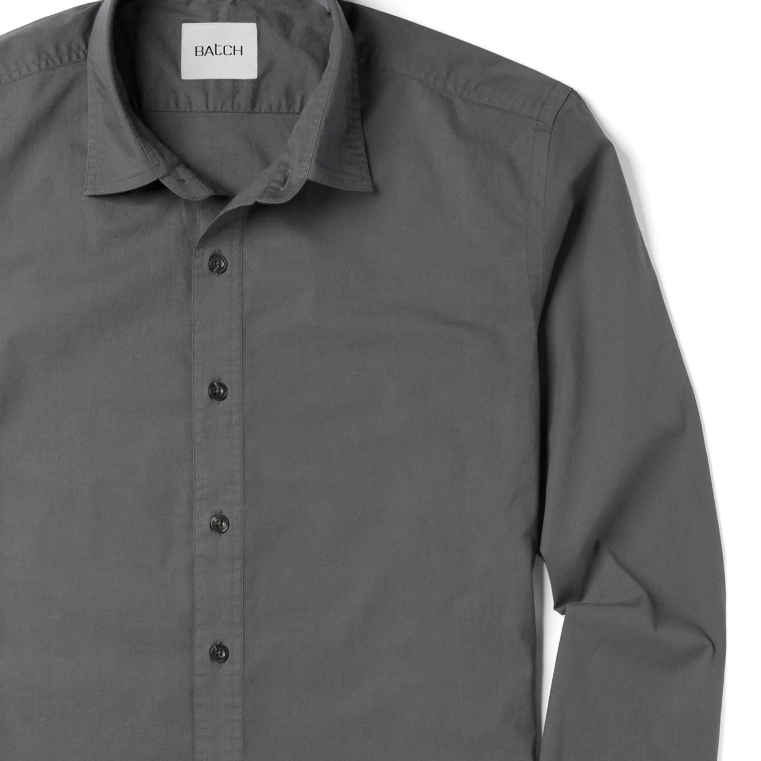 Essential Spread Collar Casual Shirt - Slate Gray Stretch Cotton Poplin - Image 3