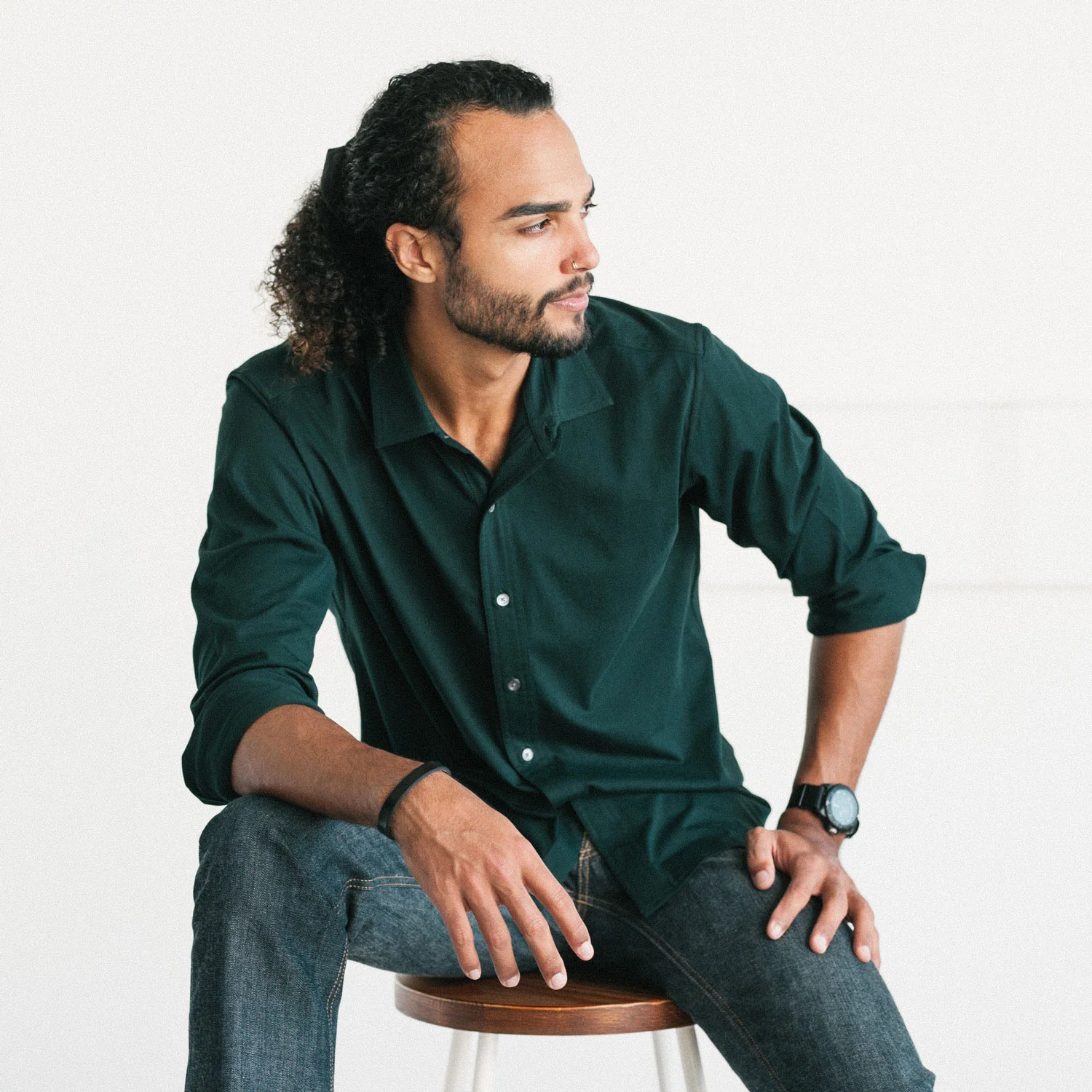 T-Shirt Shirt - Dark Forest Green Cotton Jersey - Image 5