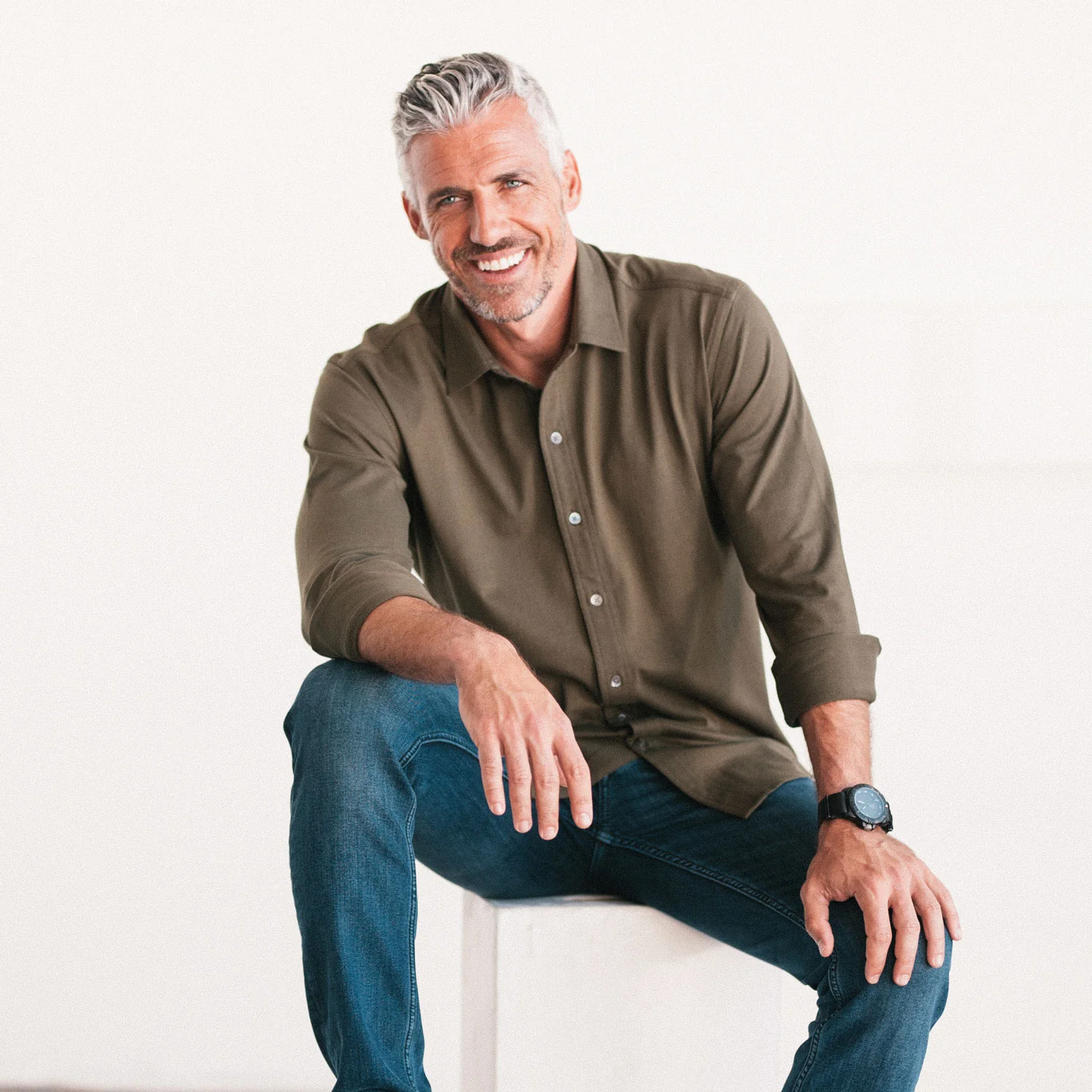 T-Shirt Shirt - Olive Green Cotton Jersey - Image 4