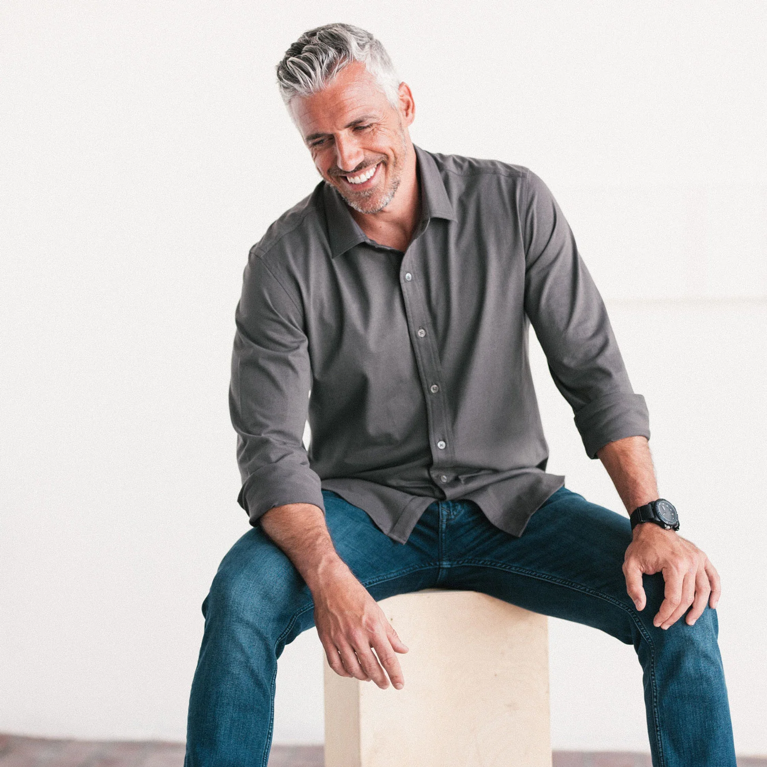 T-Shirt Shirt - Slate Gray Cotton Jersey - Image 5