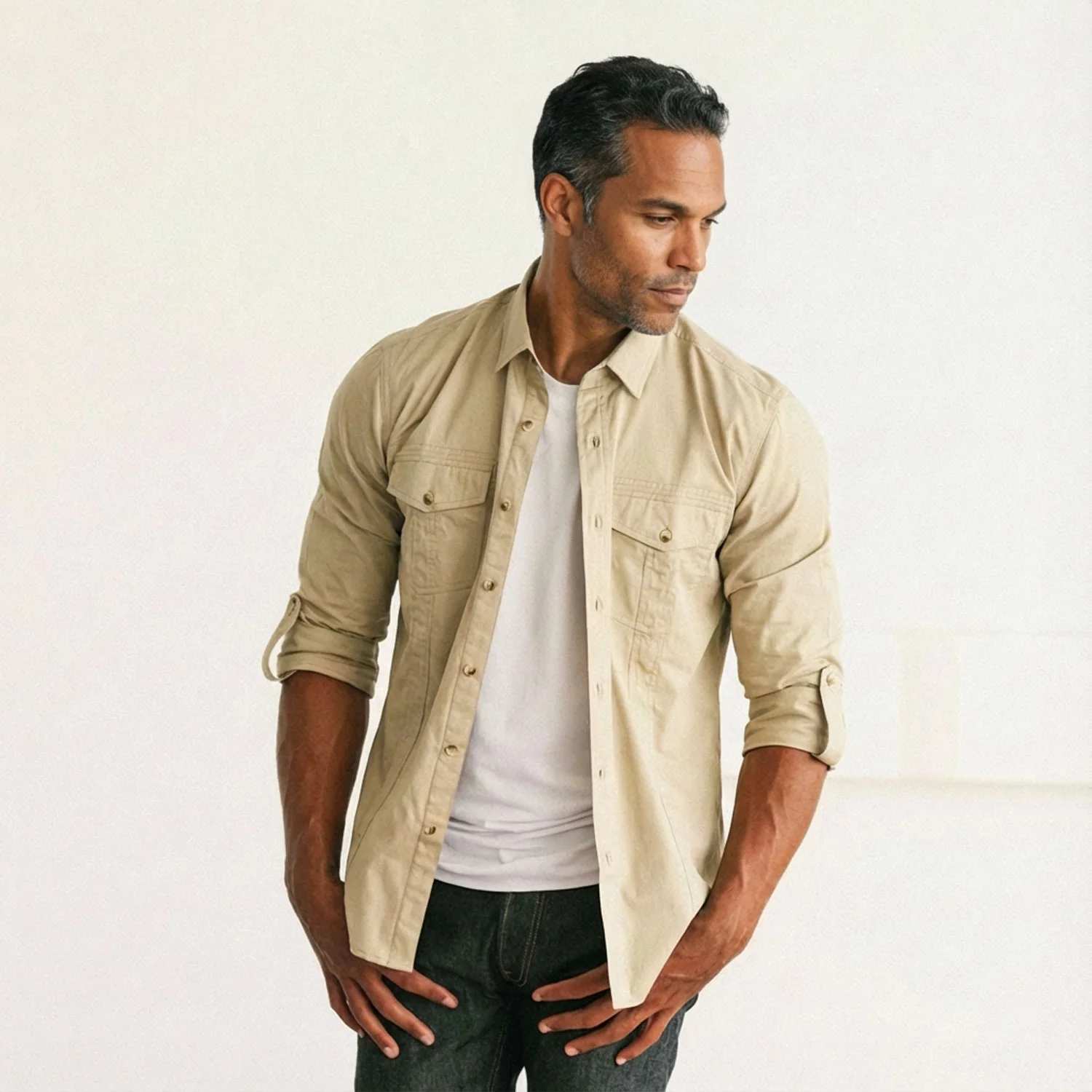 Explorer Utility Shirt – Desert Stone Cotton Twill - Image 5