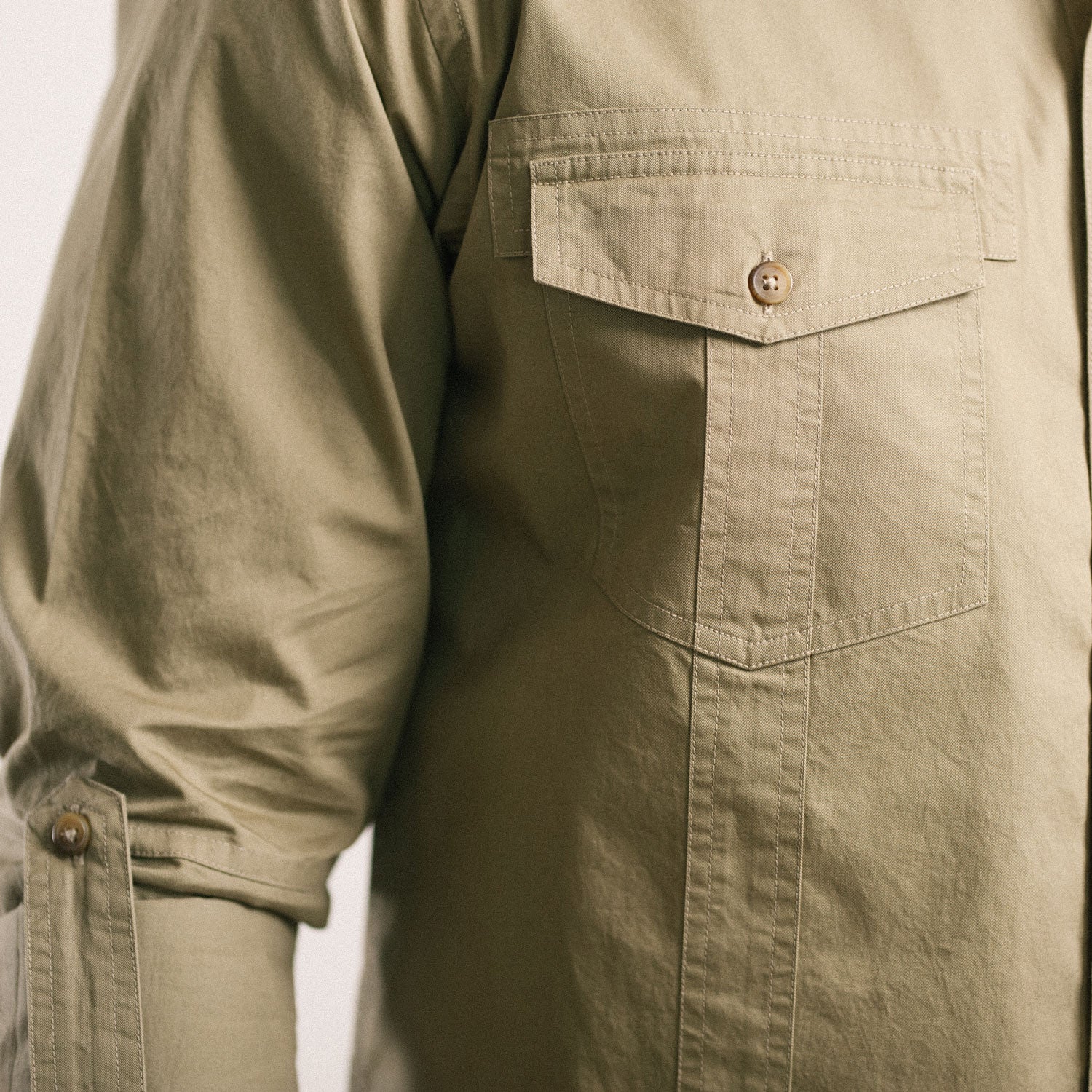 Explorer Utility Shirt – Light Fatigue Green Cotton Twill - Image 11