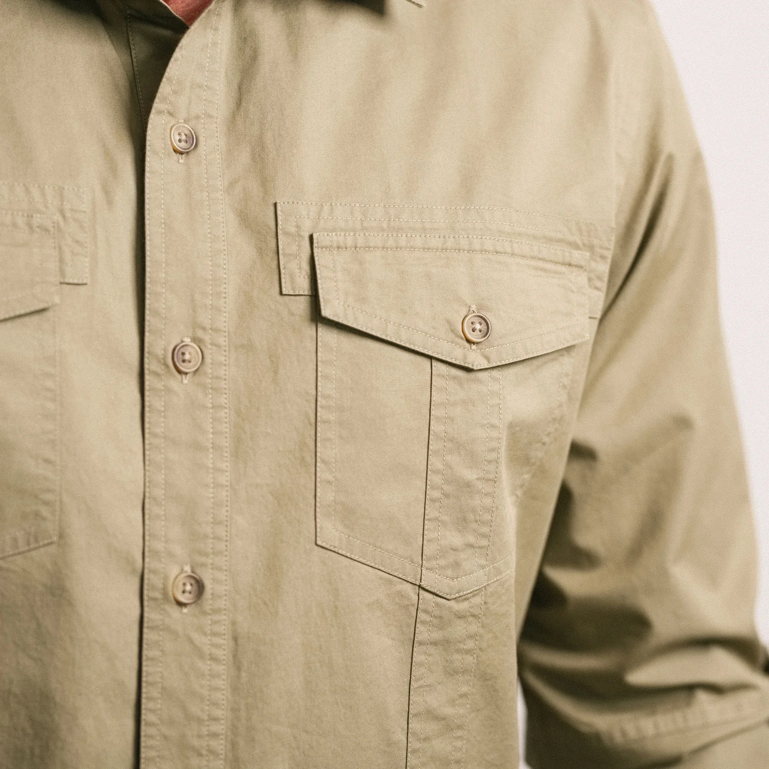 Explorer Utility Shirt – Light Fatigue Green Cotton Twill - Image 12