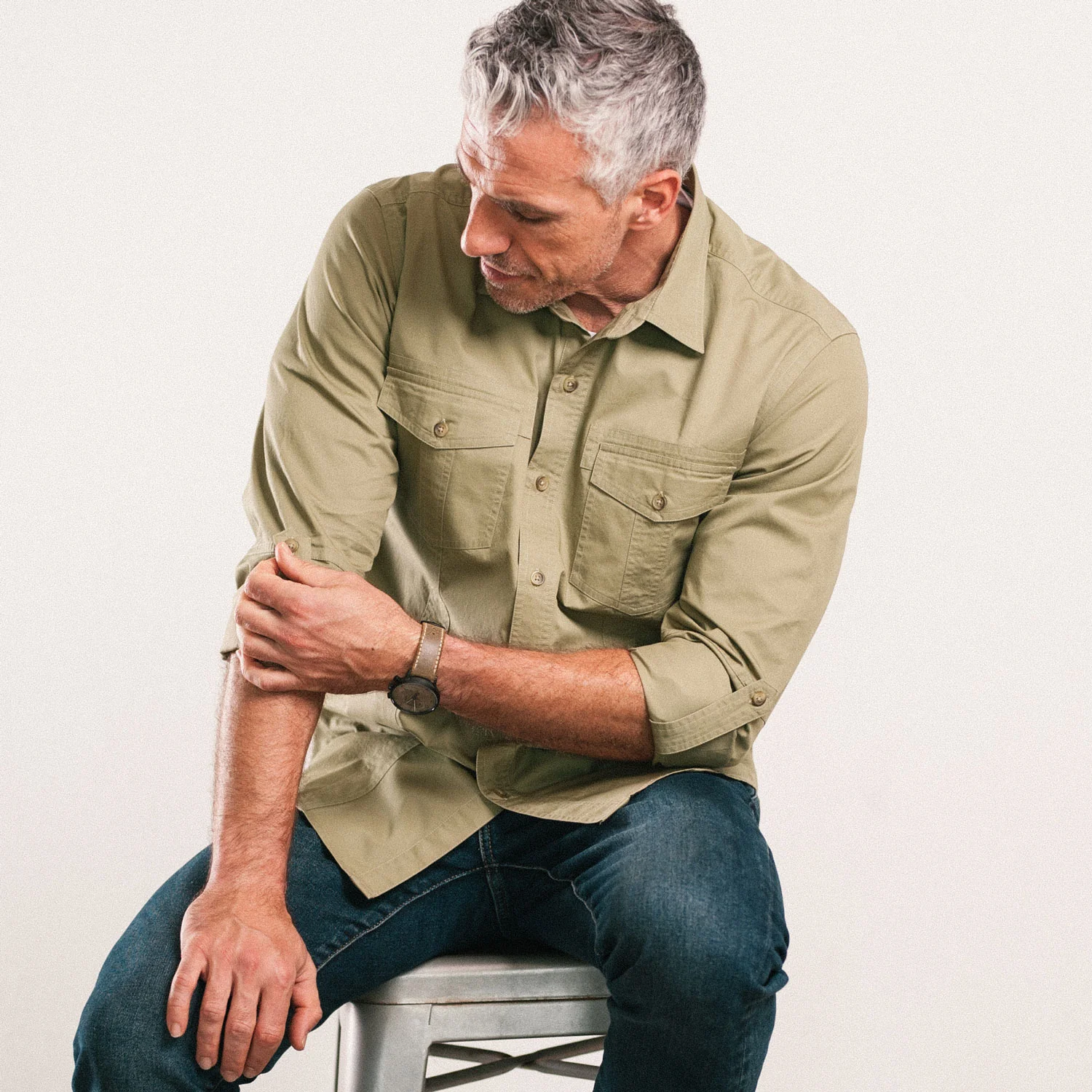 Explorer Utility Shirt – Light Fatigue Green Cotton Twill - Image 9