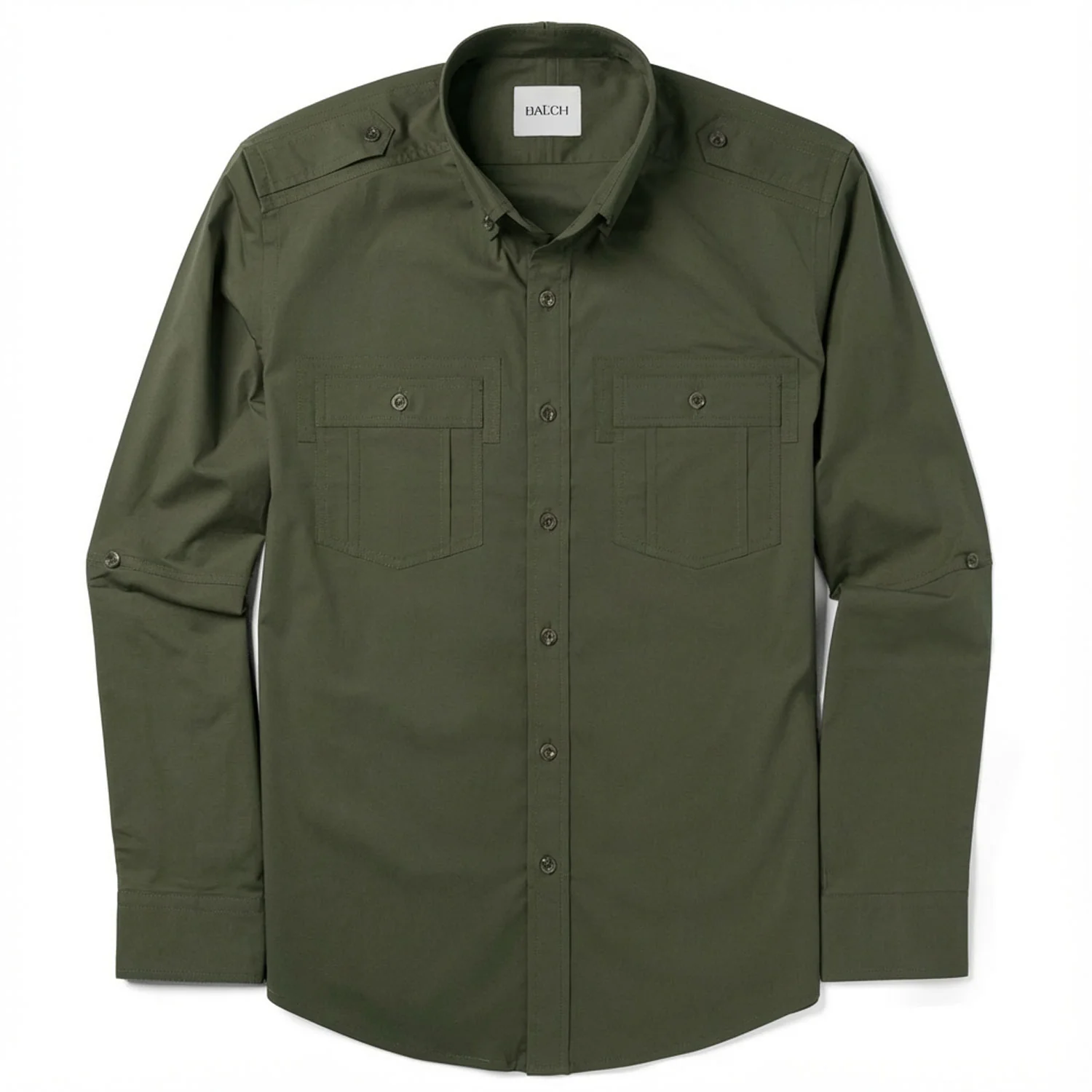 Finisher Utility Shirt – Olive Green Stretch Cotton Poplin - Image 3