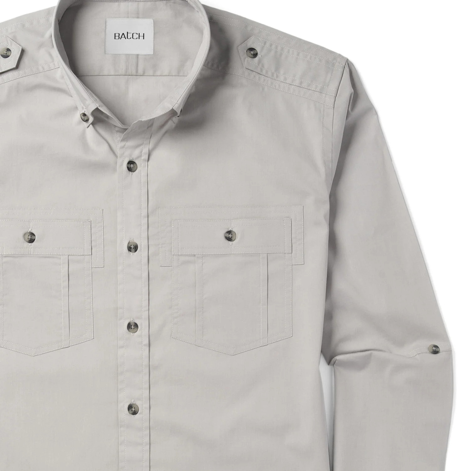 Finisher Utility Shirt – Stone Gray Stretch Cotton Poplin - Image 4