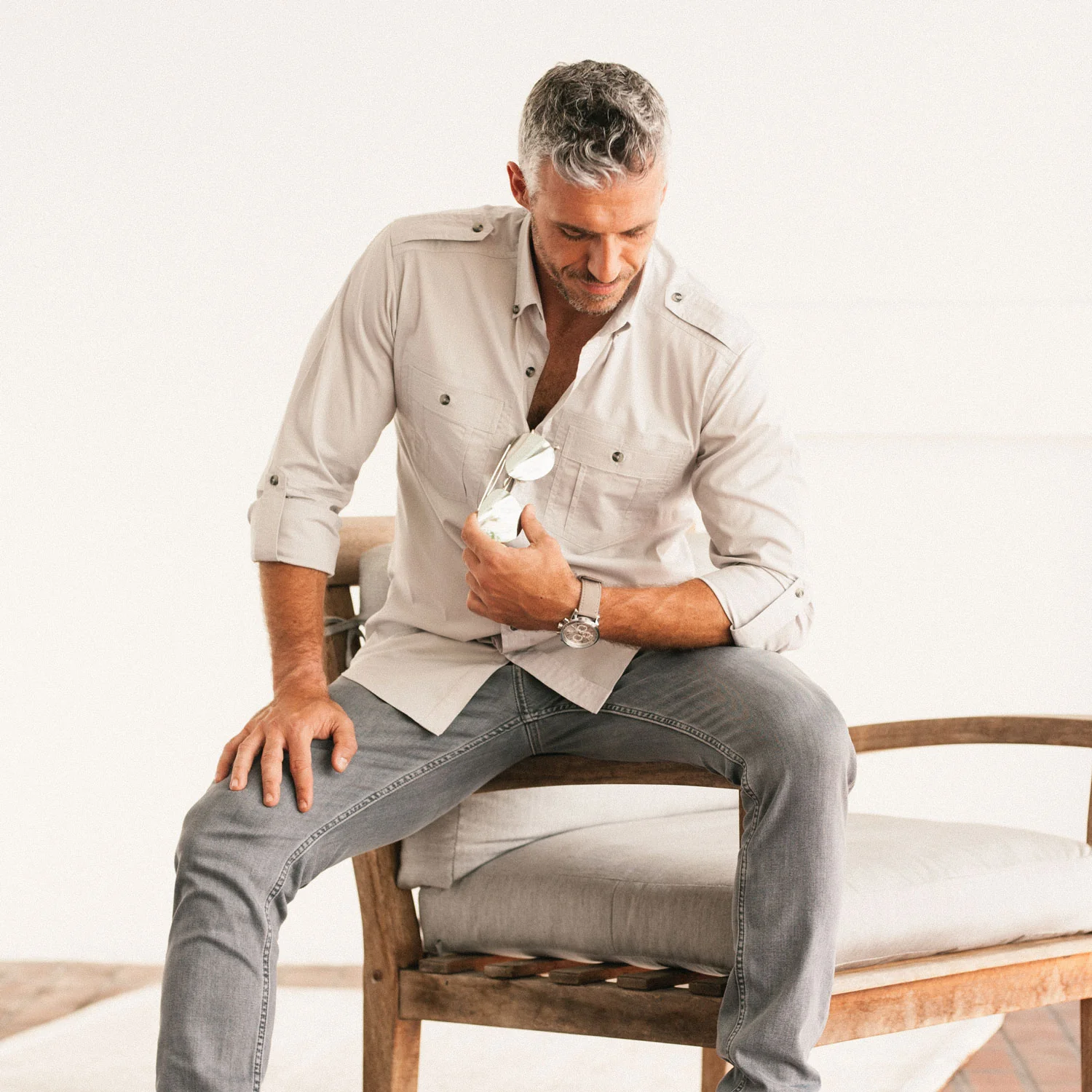 Finisher Utility Shirt – Stone Gray Stretch Cotton Poplin - Image 9