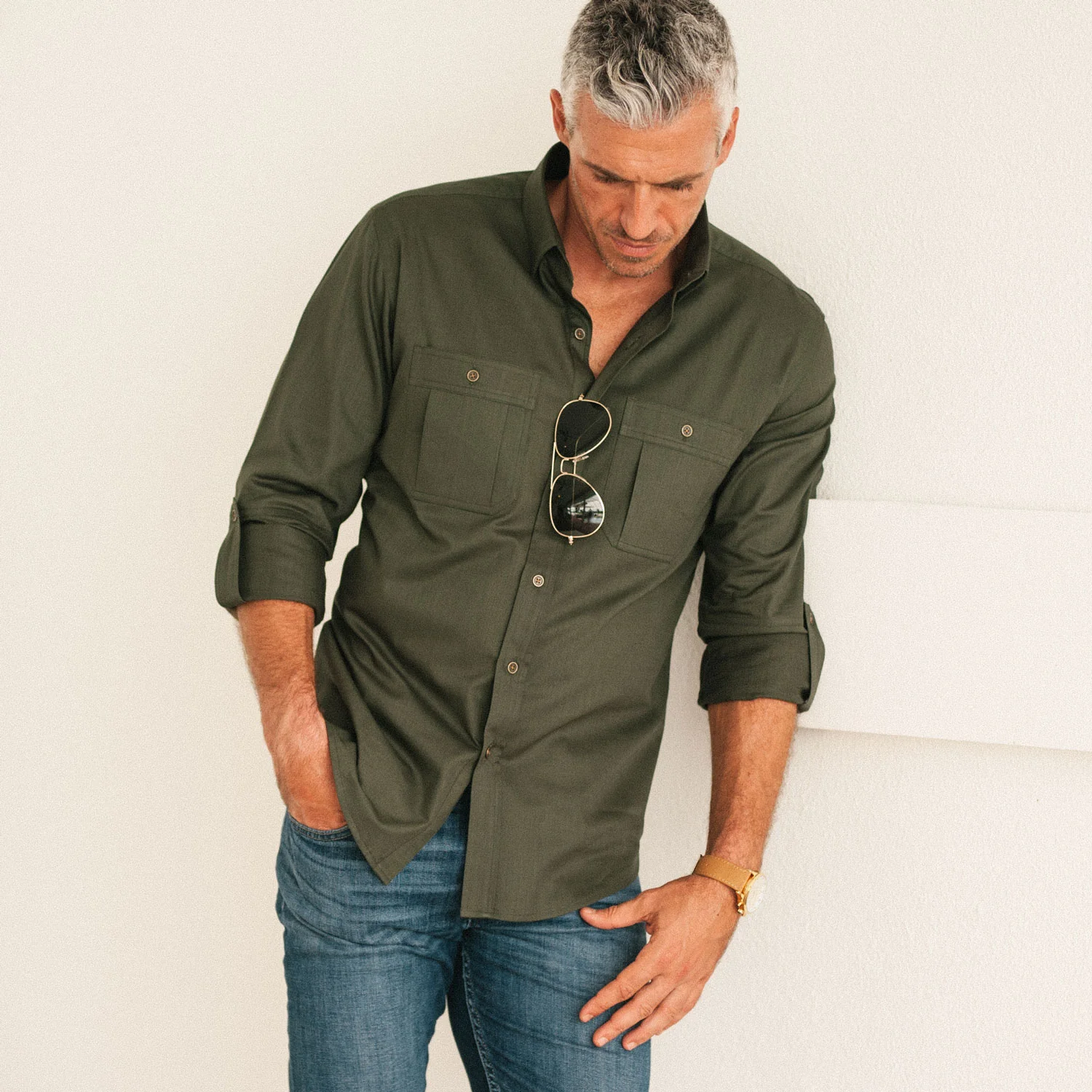 Fixer Utility Shirt – Olive Green Cotton Twill - Image 5