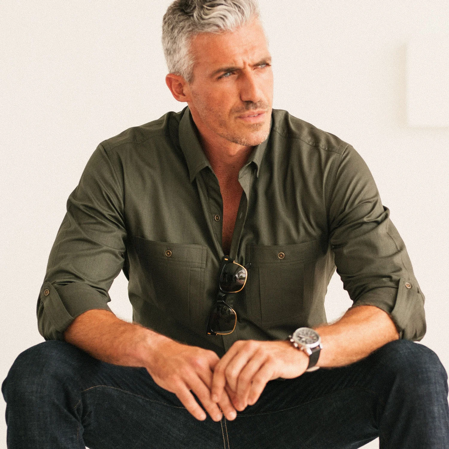 Fixer Utility Shirt – Olive Green Cotton Twill - Image 6