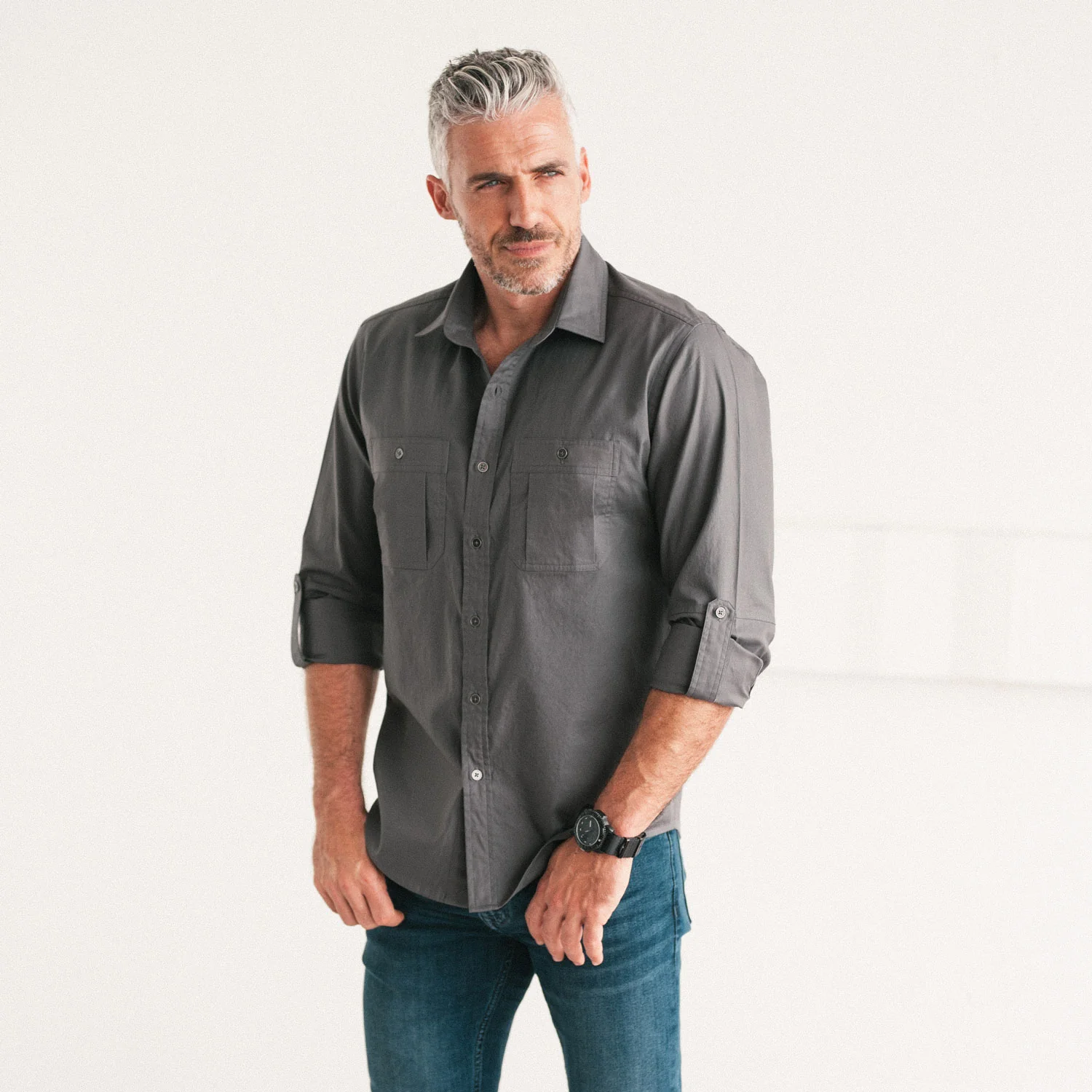 Fixer Utility Shirt – Slate Gray Cotton Twill - Image 6
