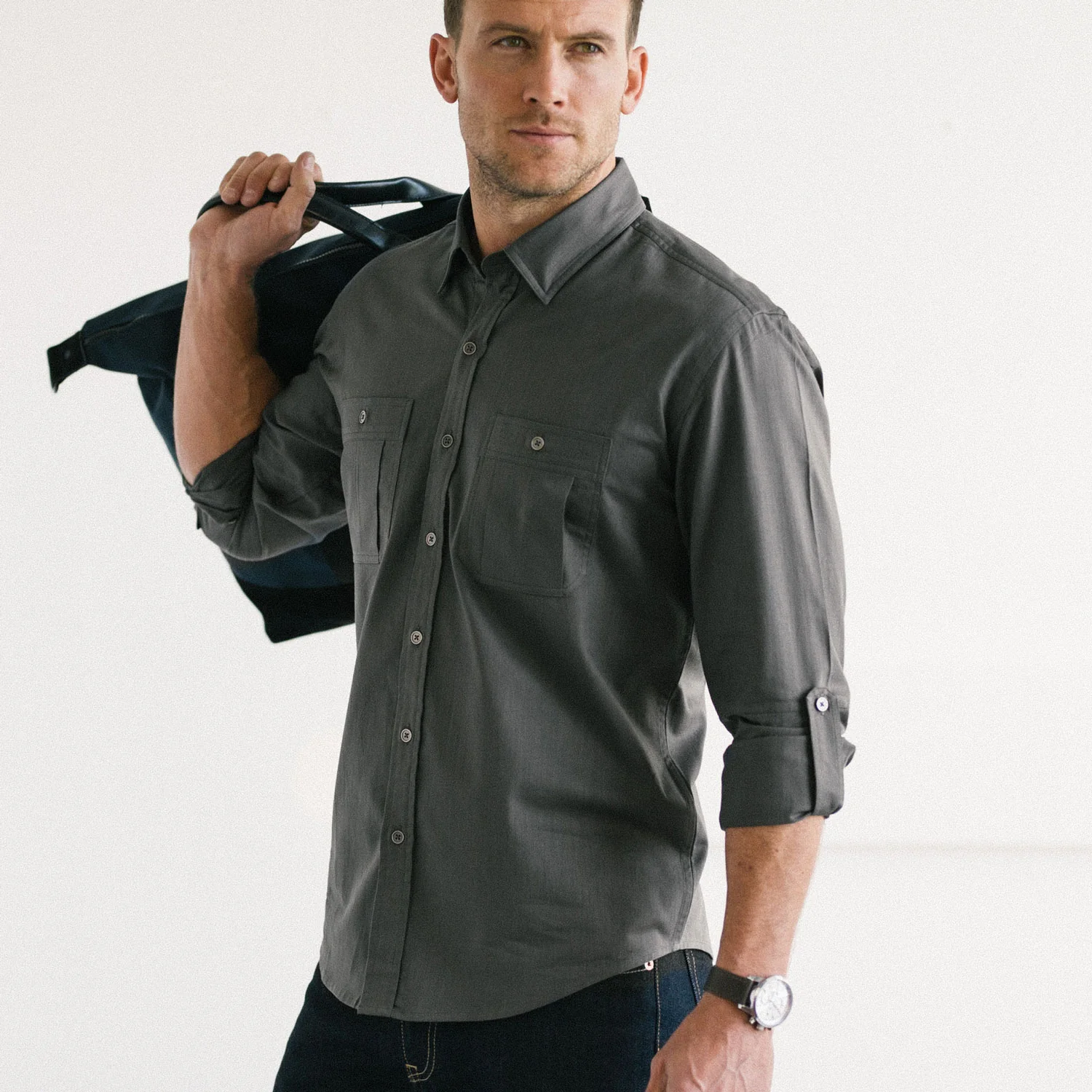 Fixer Utility Shirt – Slate Gray Cotton Twill - Image 7