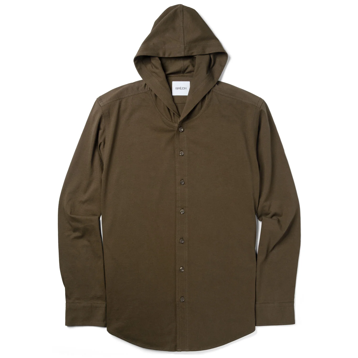 Hooded Essential Knit Shirt – Fatigue Green Cotton Jersey - Image 3