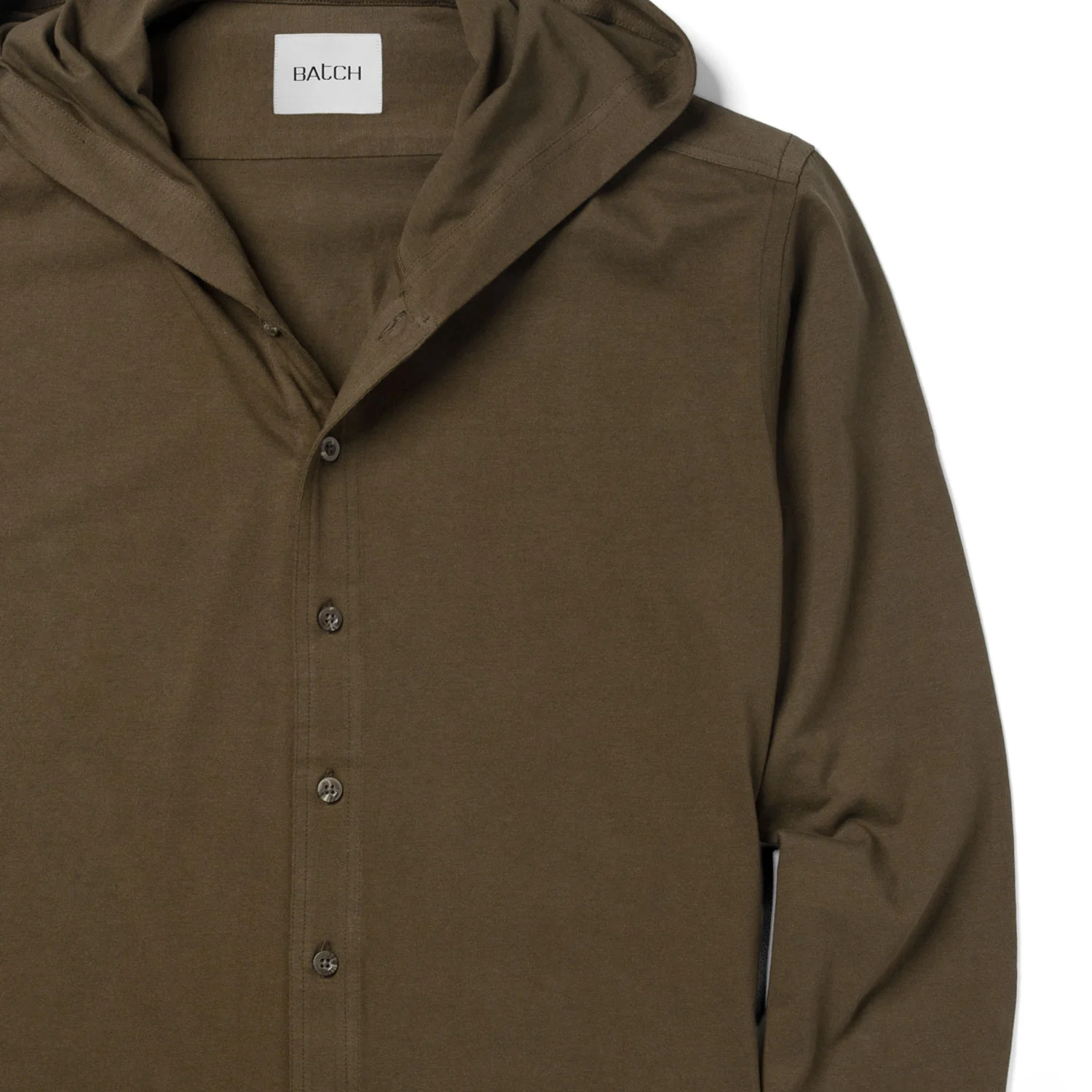 Hooded Essential Knit Shirt – Fatigue Green Cotton Jersey - Image 4