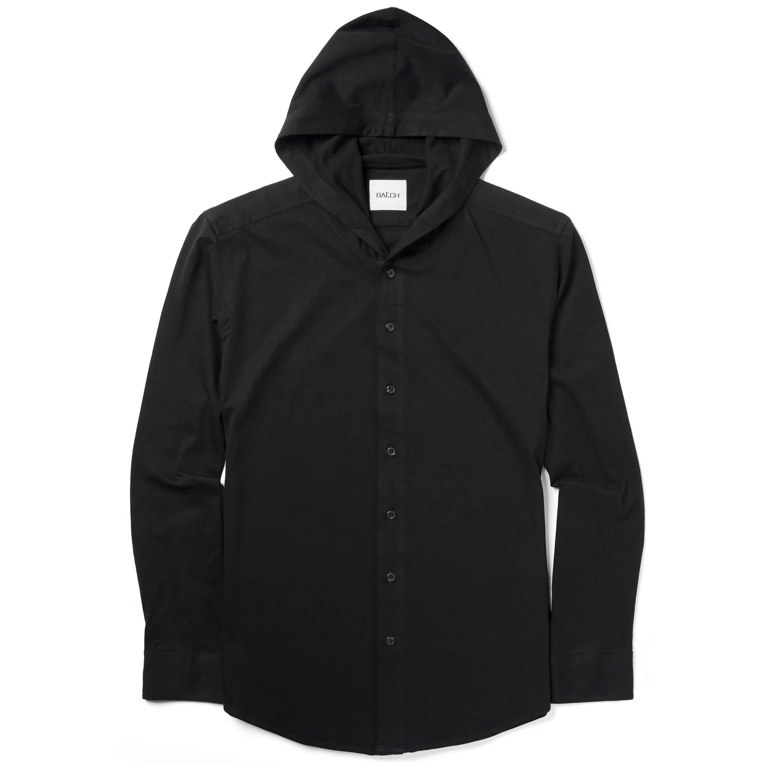 Hooded Essential Knit Shirt – Jet Black Cotton Jersey - Image 3