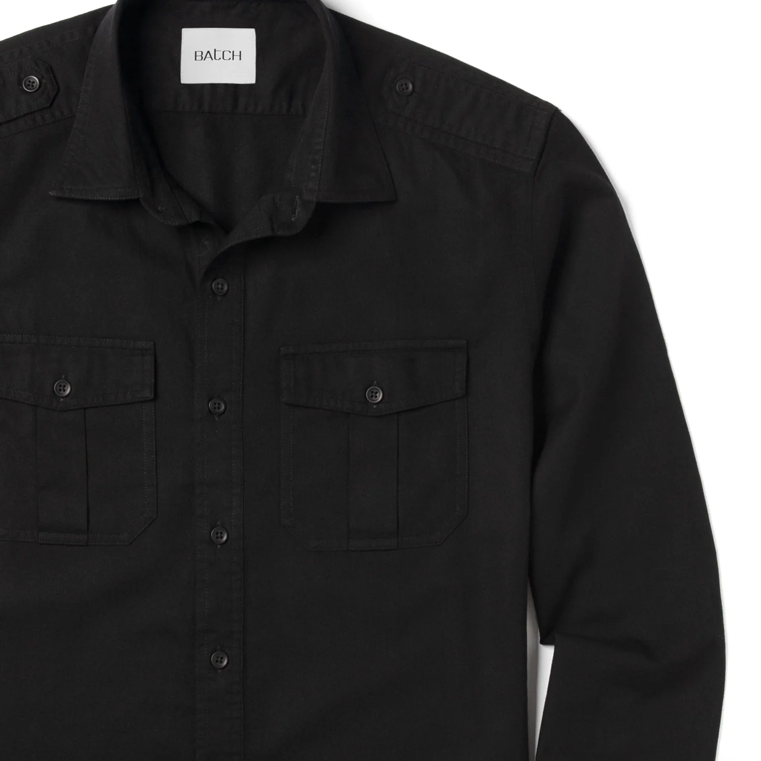 Jackson Utility Shirt – Black Cotton Herringbone - Image 3