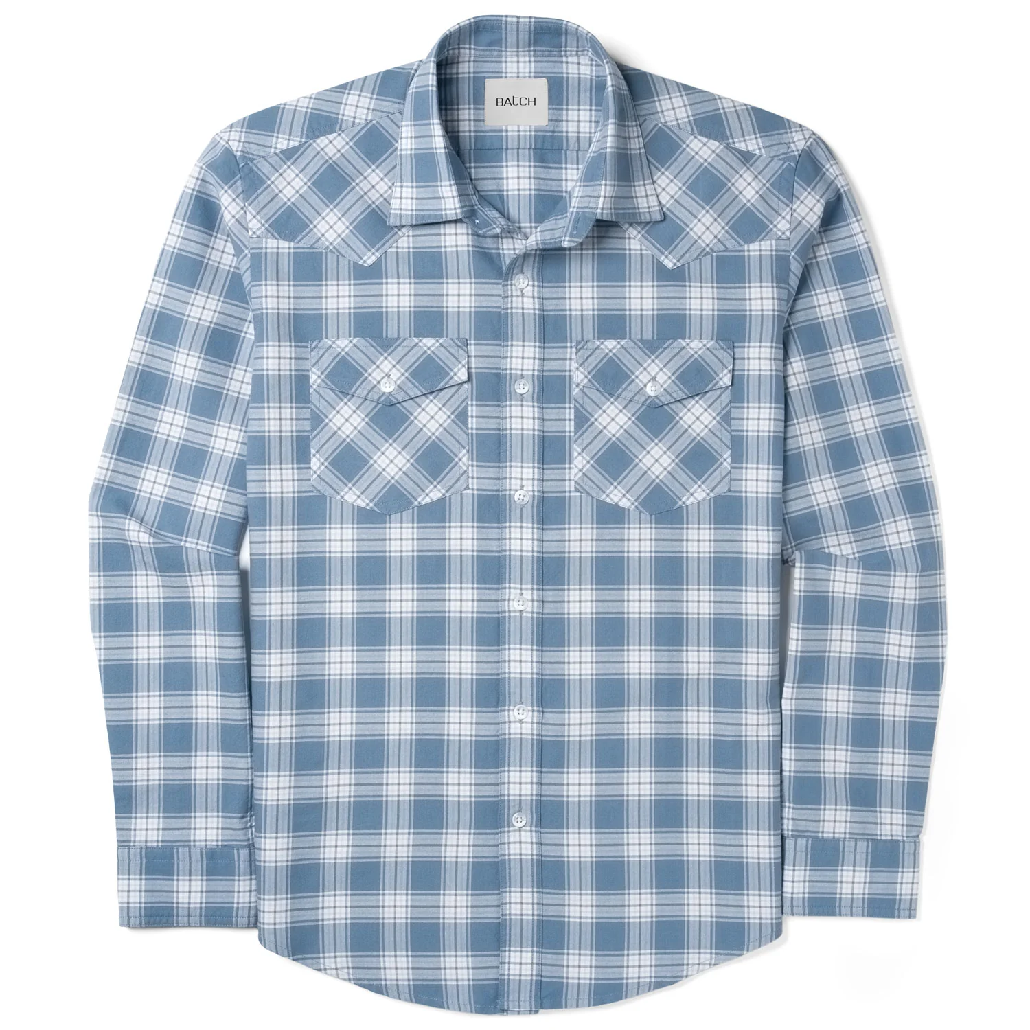 Maker Shirt – Light Blue Cotton Oxford Plaid - Image 3