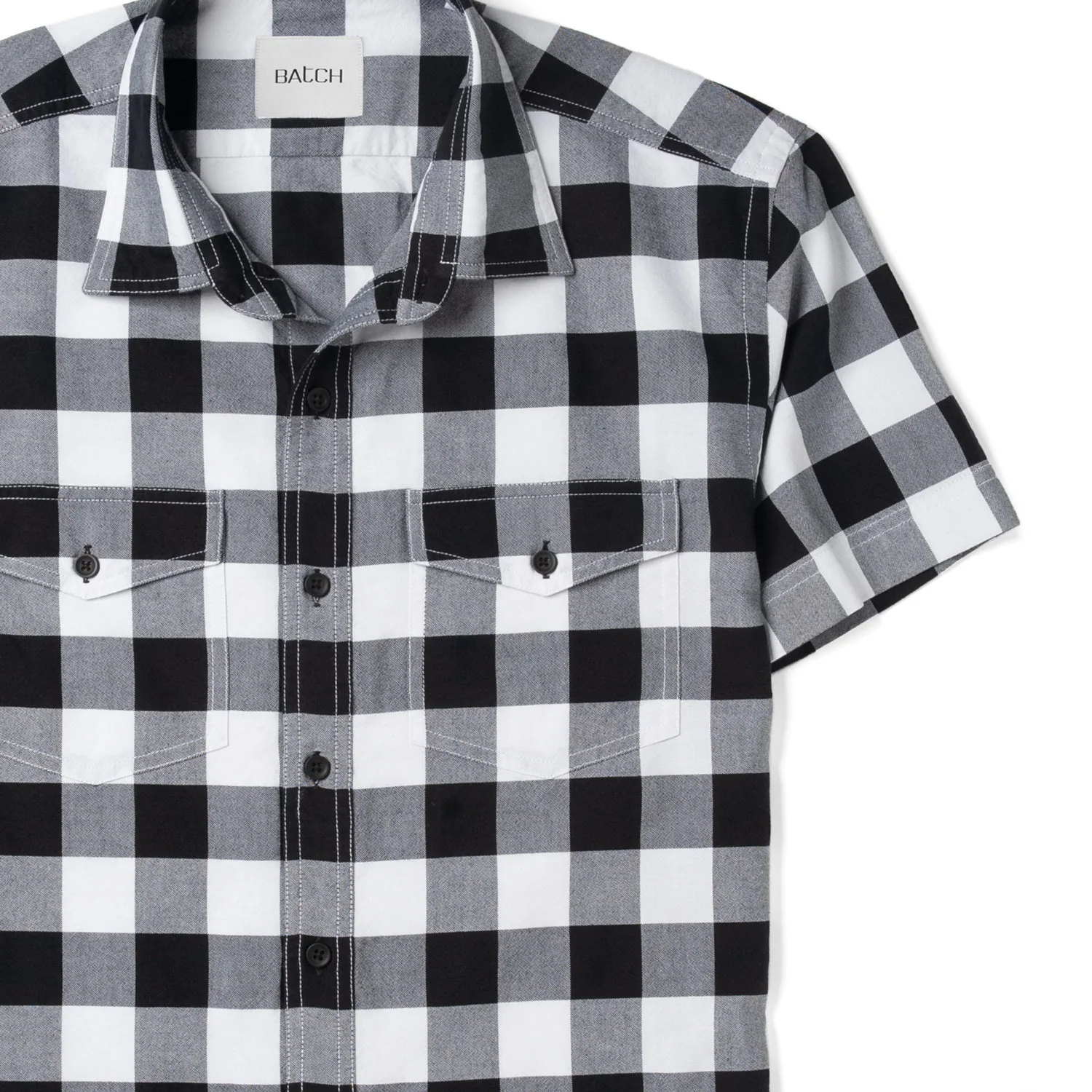 Pioneer Short Sleeve Utility Shirt – Black & White Oxford Check - Image 3