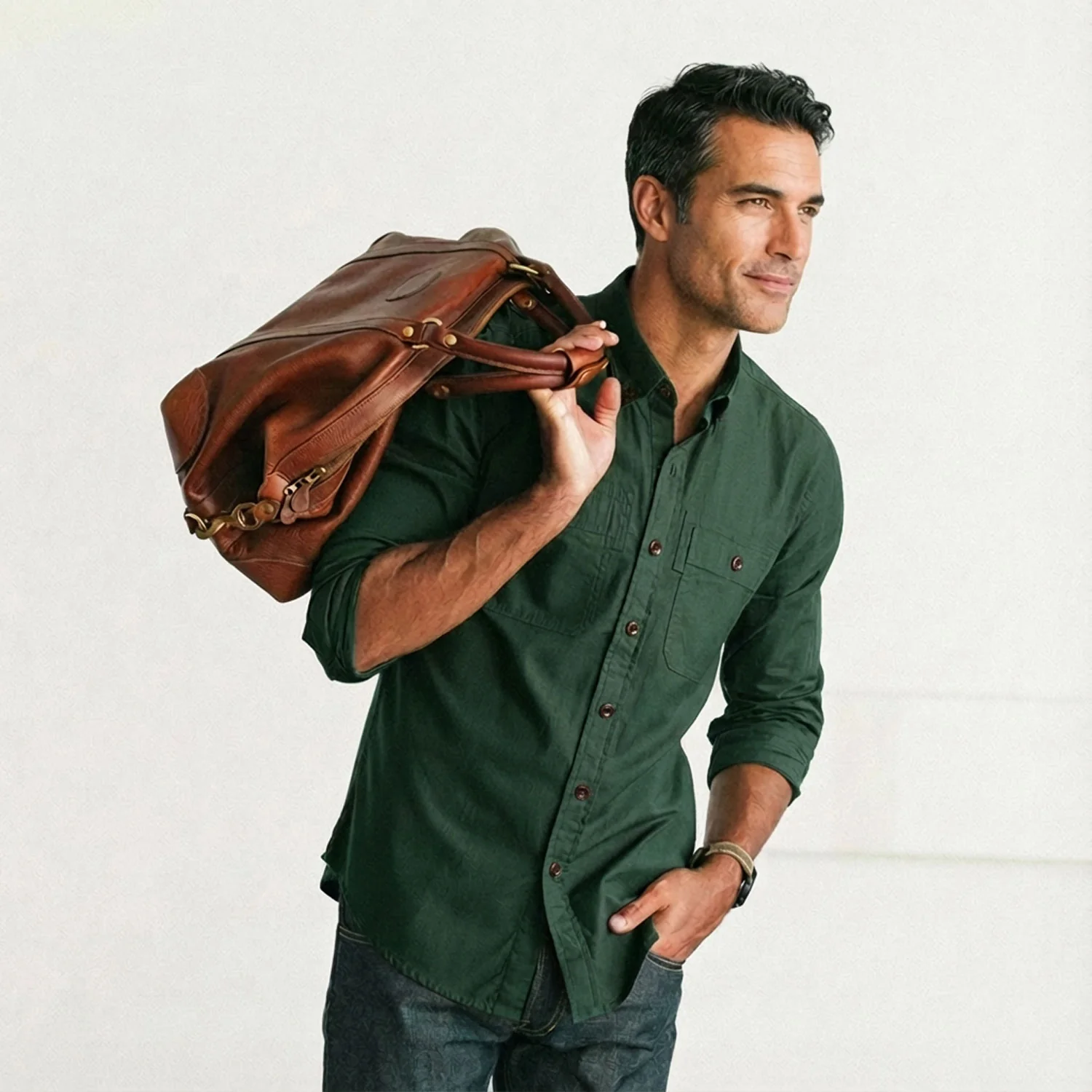 Rogue Utility Shirt – Dark Forest Green Cotton Twill - Image 3