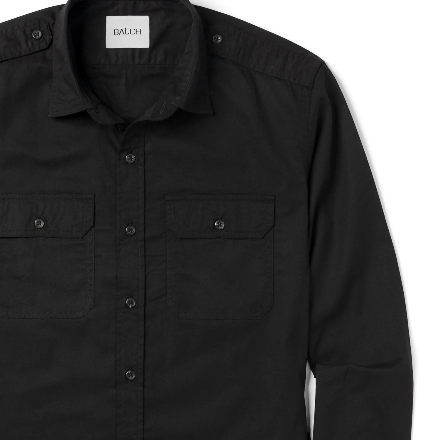 Smith Utility Shirt – Black Cotton Twill - Image 3