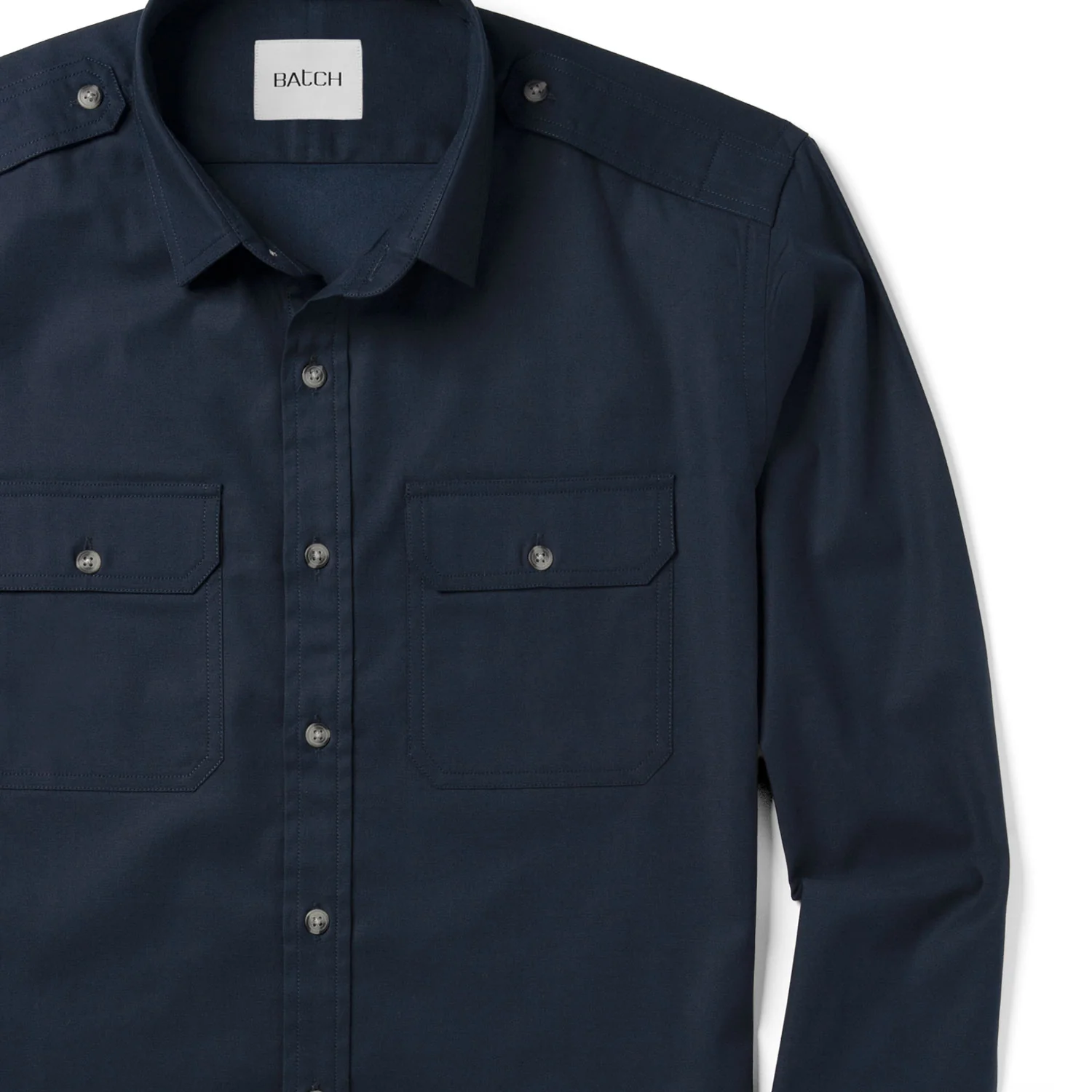 Smith Utility Shirt – Dark Navy Cotton Twill - Image 3